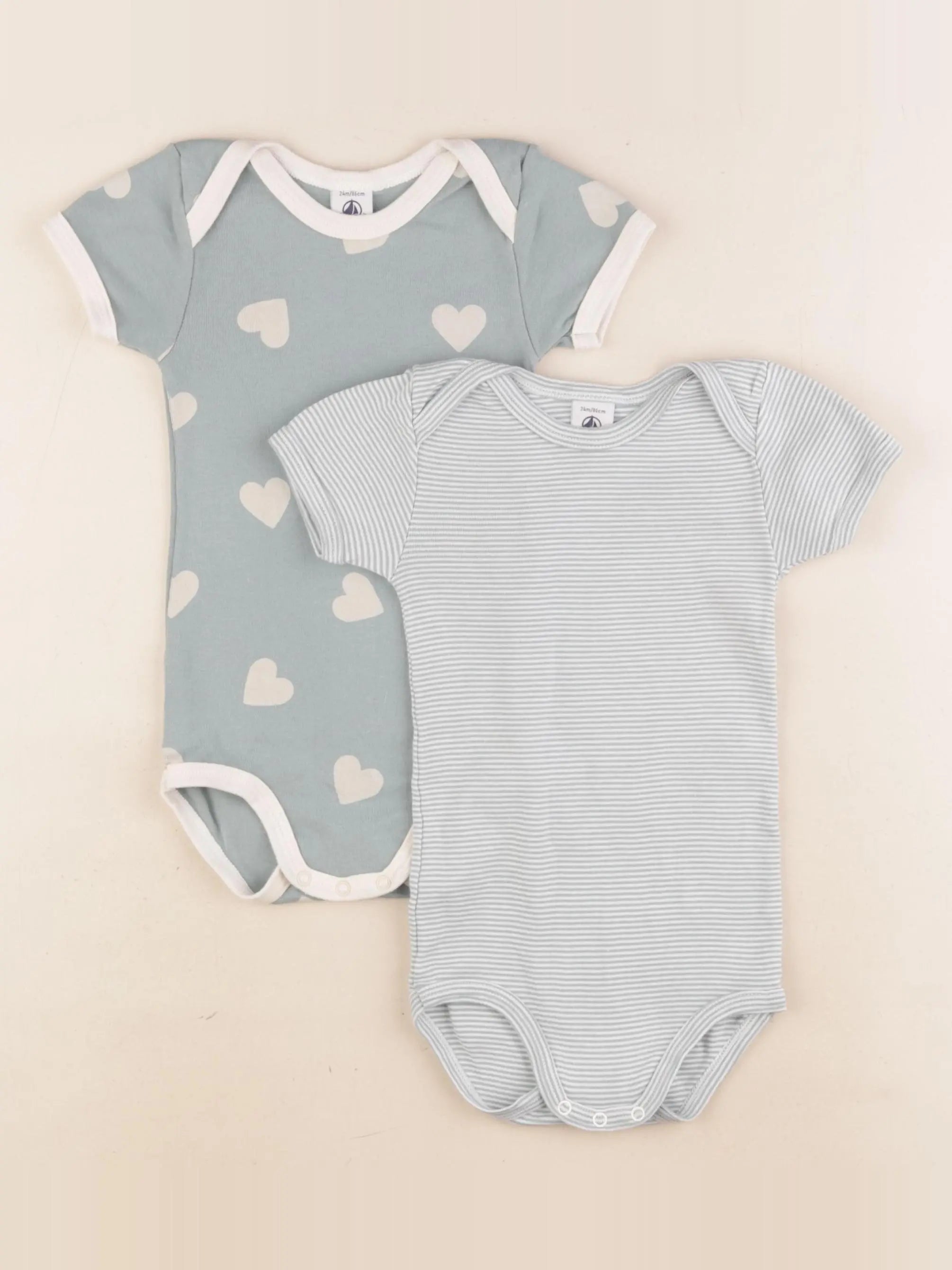 Petit Bateau - lot de 2 bodies en coton vert - 24 mois