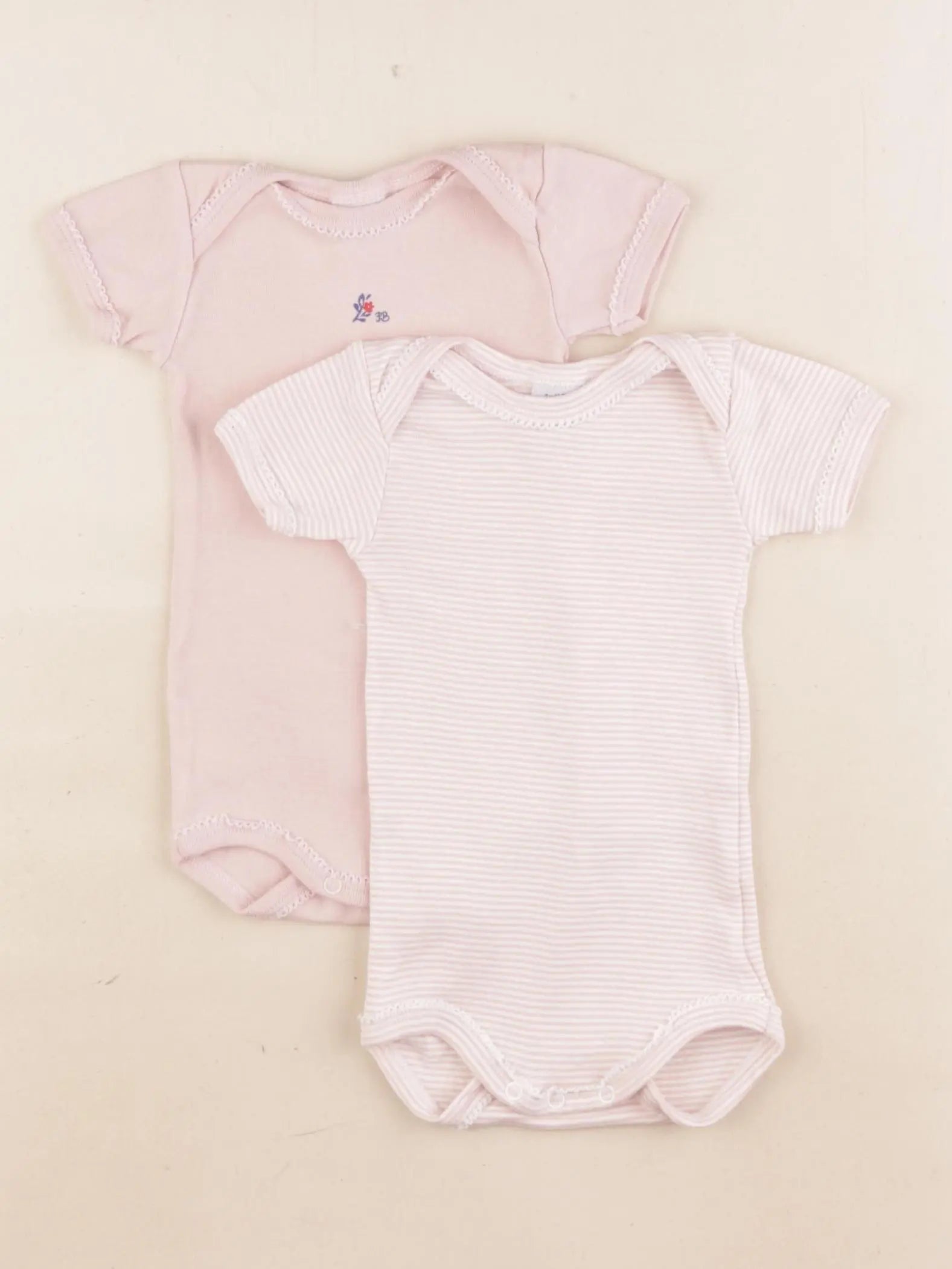 Petit Bateau - lot de 2 bodies en coton rose - 3 mois
