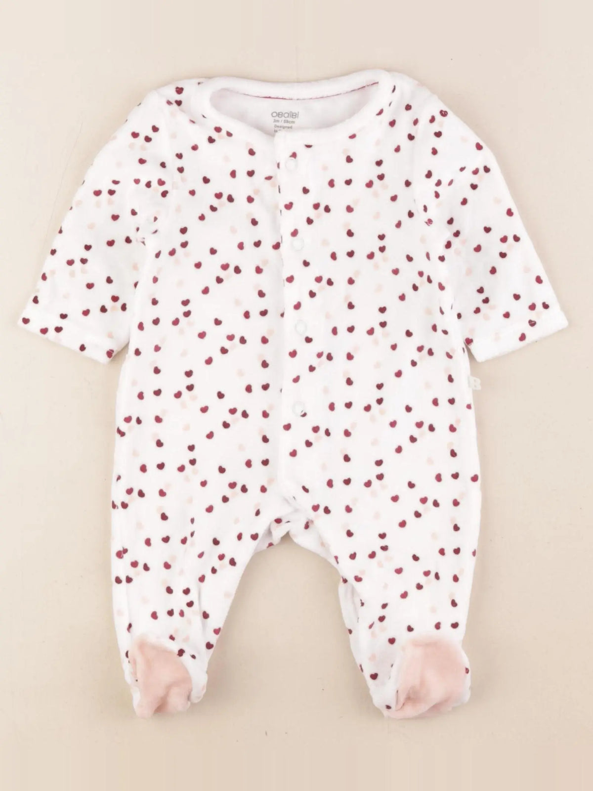 Obaïbi - pyjama velours blanc - 3 mois
