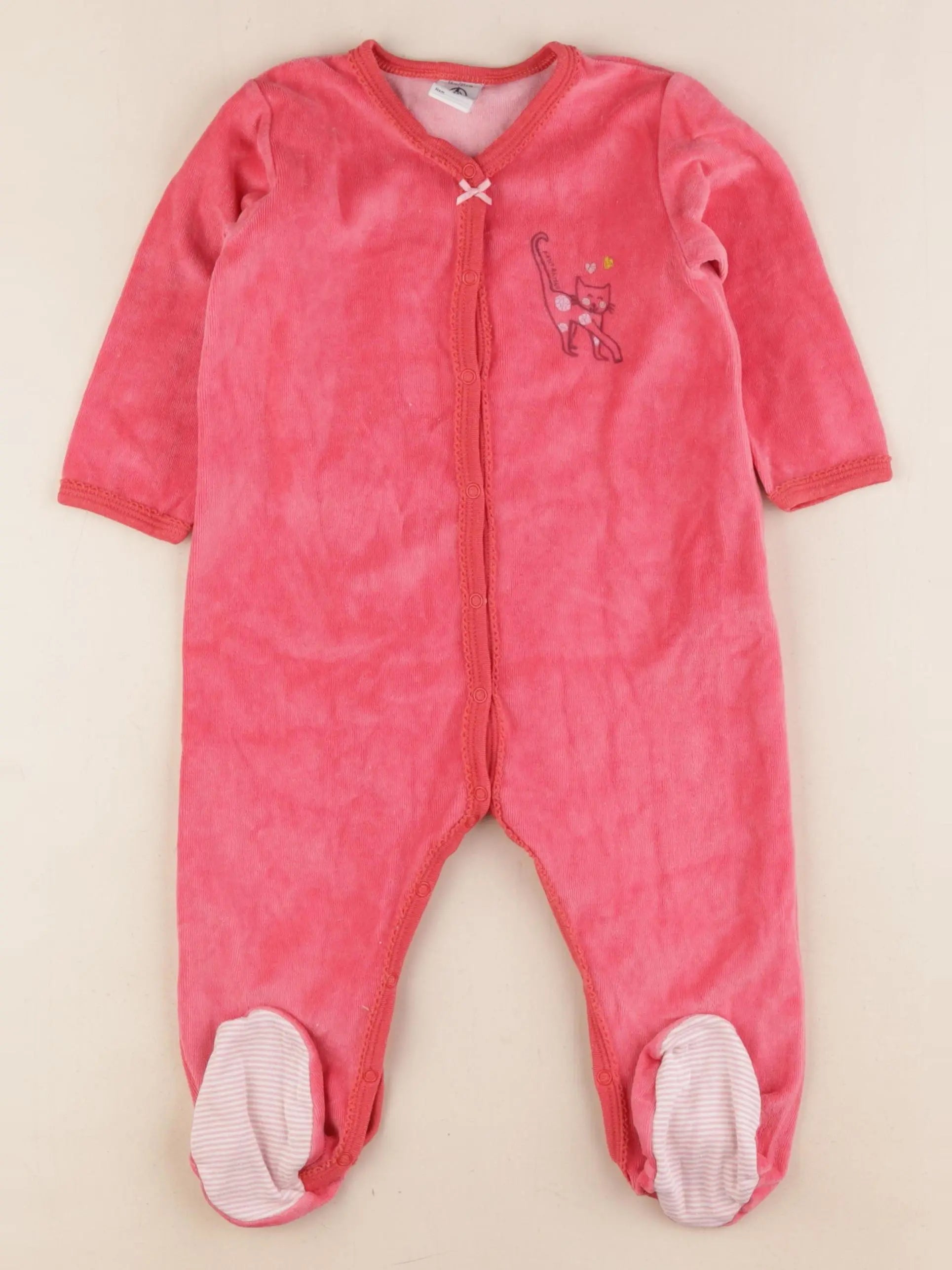 Petit Bateau - pyjama velours rose - 18 mois