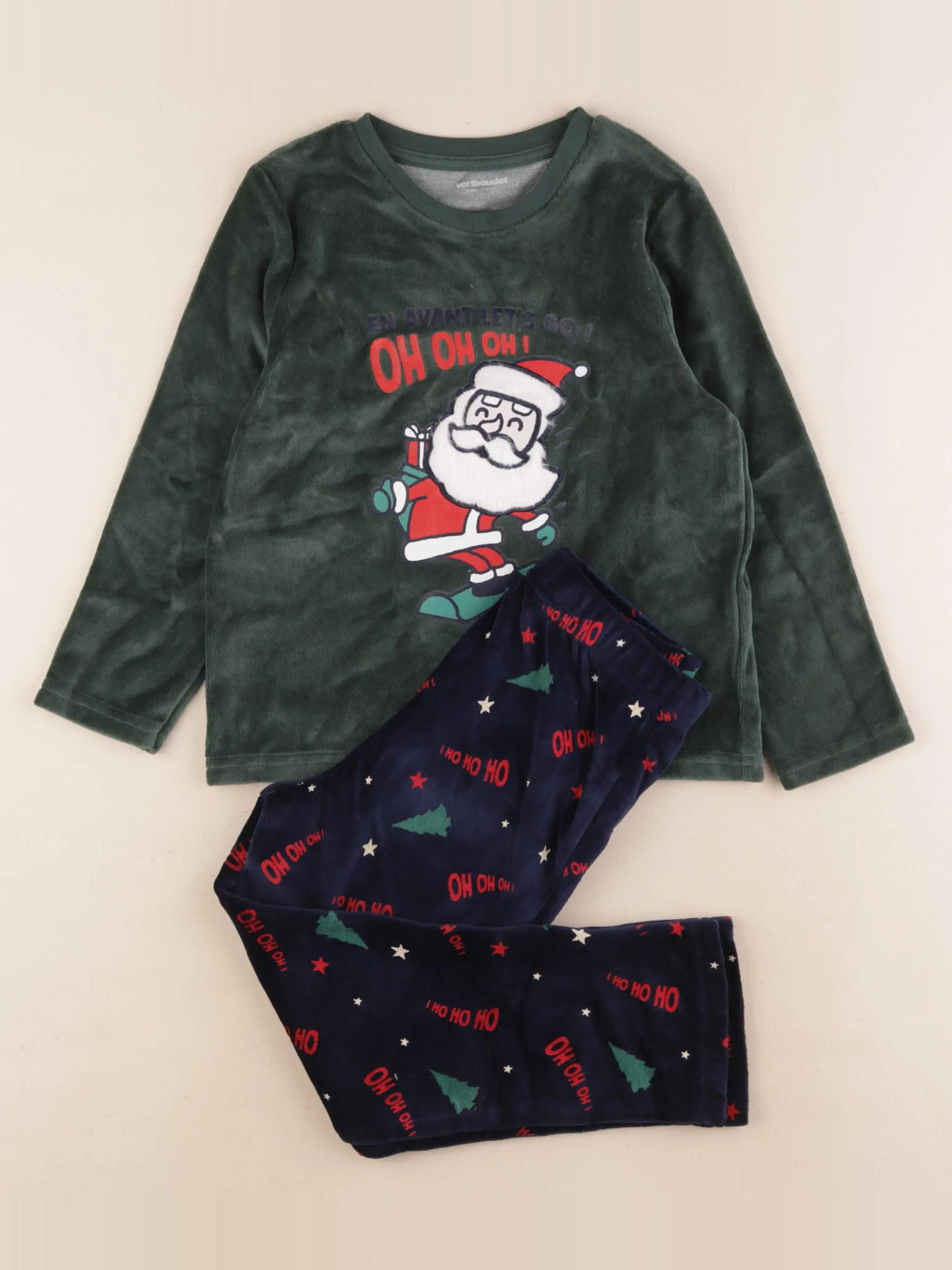 Vertbaudet - pyjama velours vert - 5 ans