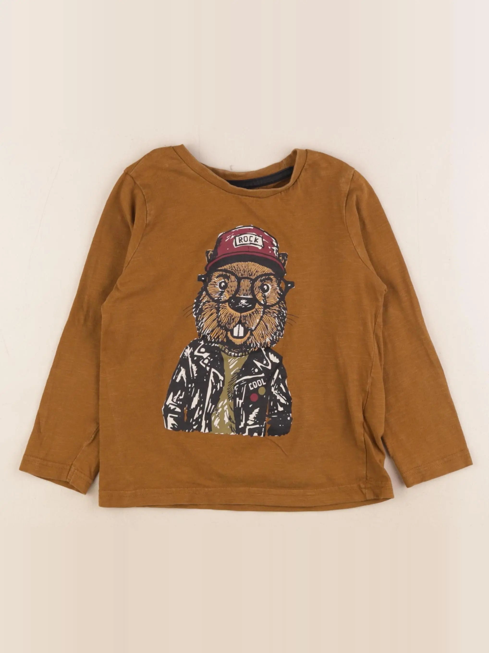 Vertbaudet - tee-shirt marron - 5 ans