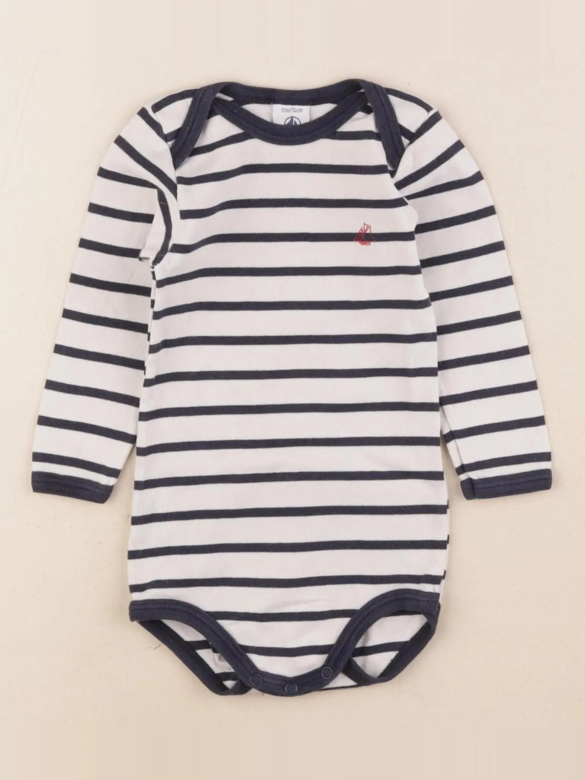 Petit Bateau - body bleu, beige - 12 mois