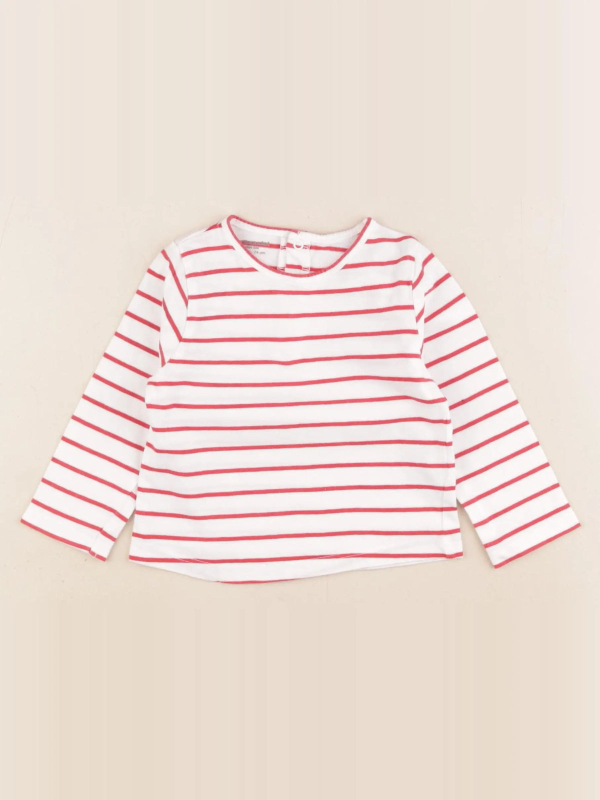 Vertbaudet - tee-shirt blanc, rouge - 12 mois