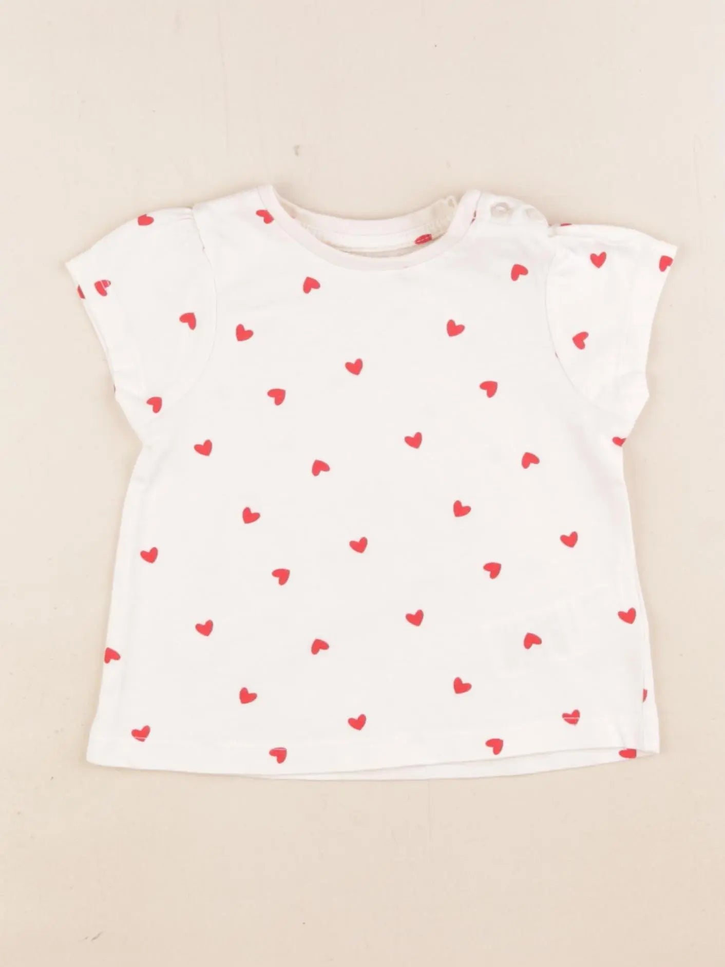 Vertbaudet - tee-shirt beige, rouge - 12 mois