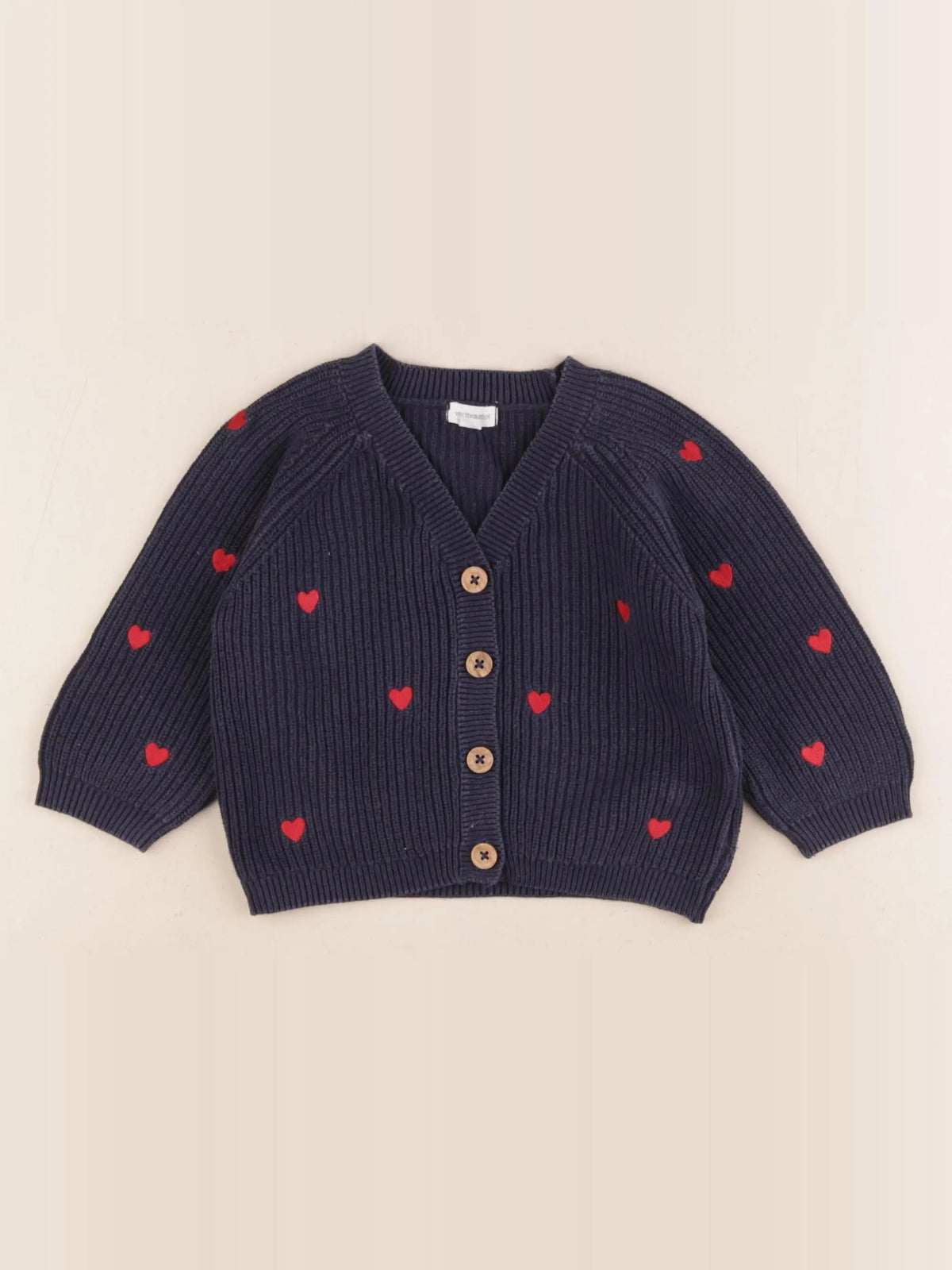 Vertbaudet - gilet bleu, rouge - 12 mois