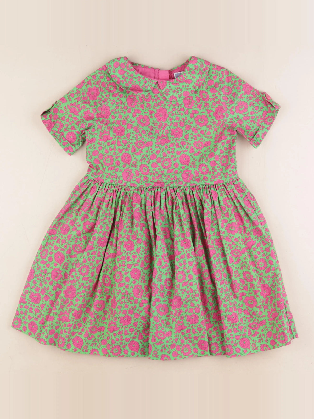 Jacadi - robe liberty rose, vert - 6 ans