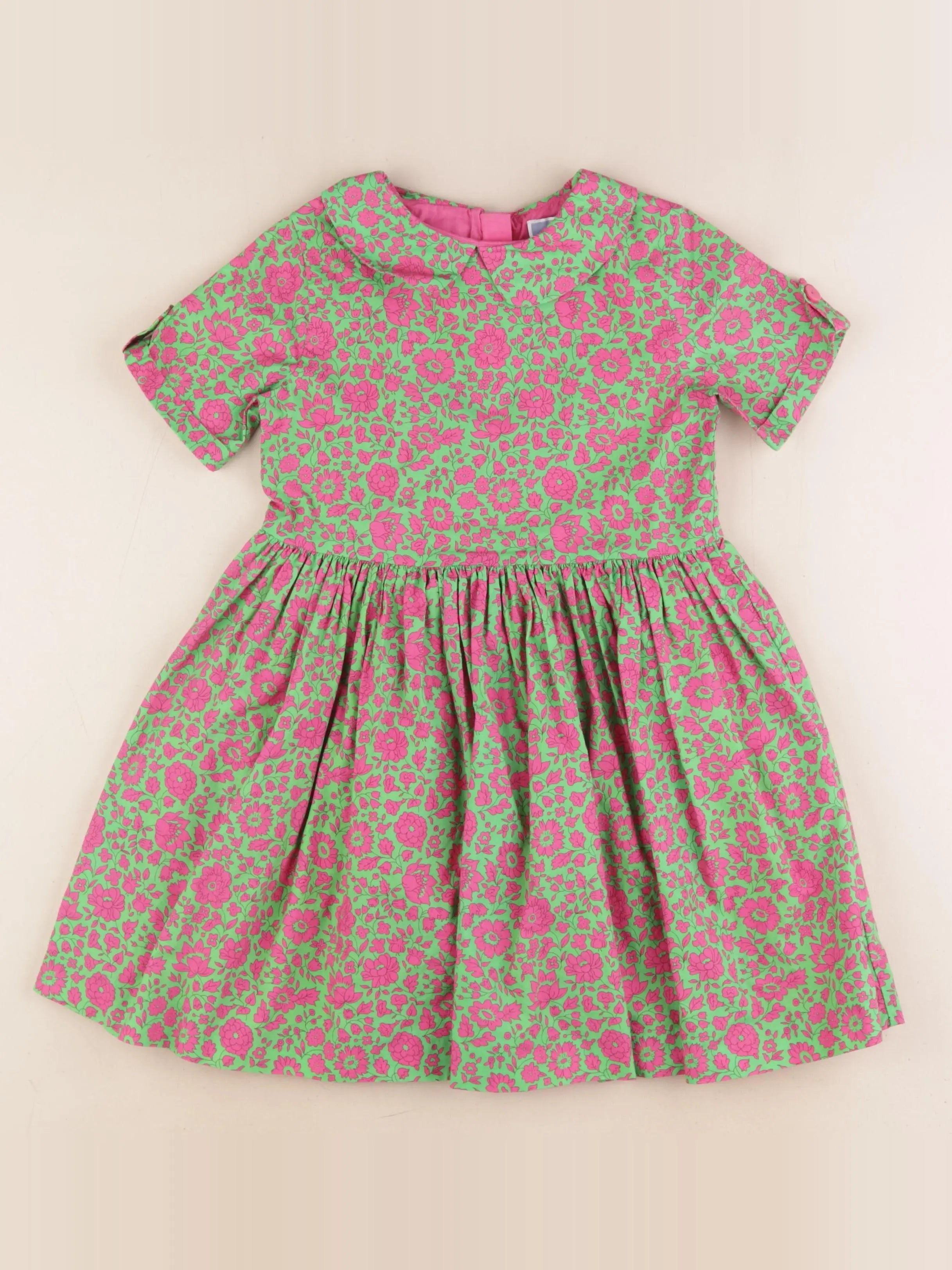 Jacadi - robe liberty rose, vert - 6 ans