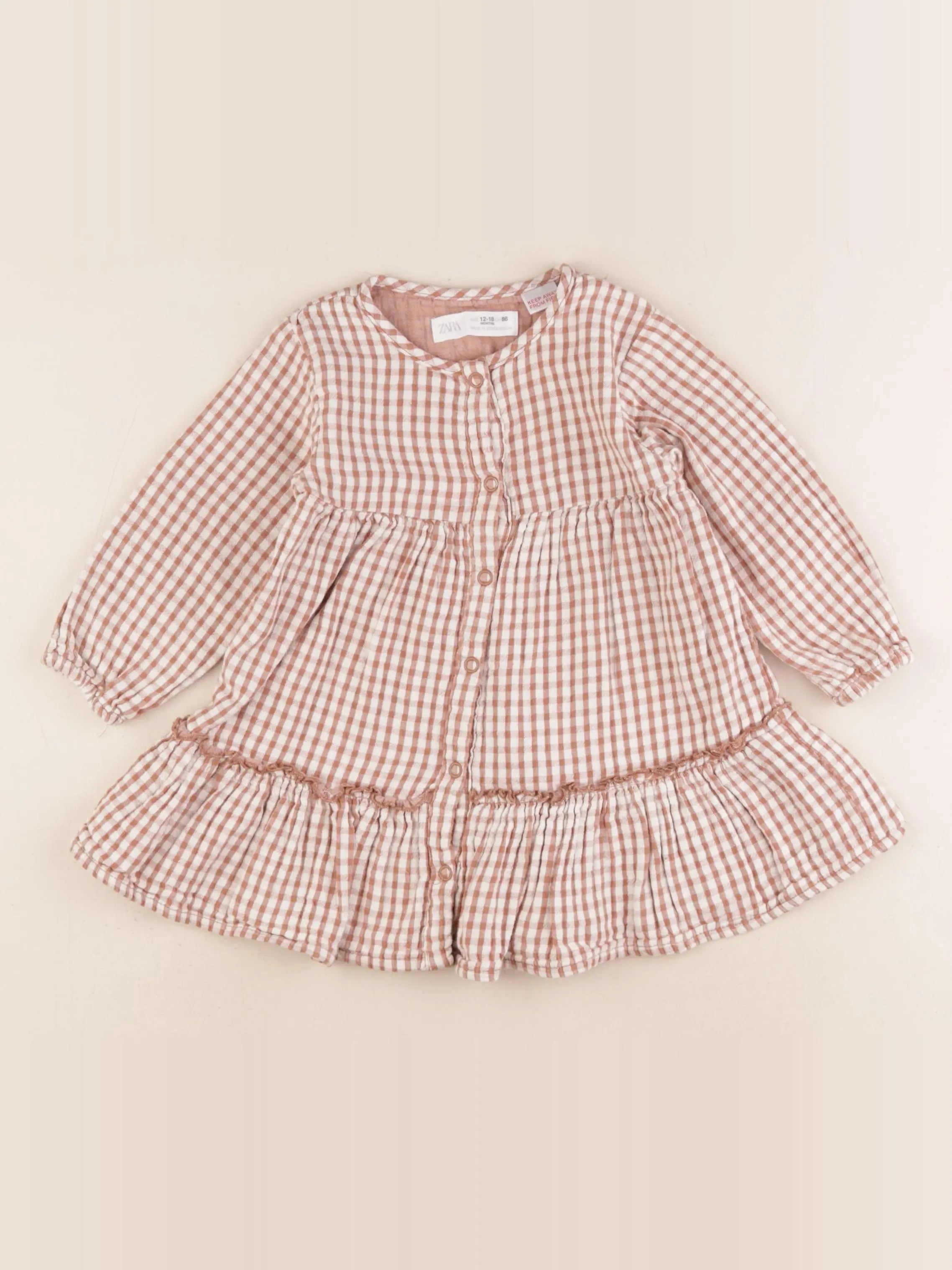 Zara - robe beige, marron - 12/18 mois