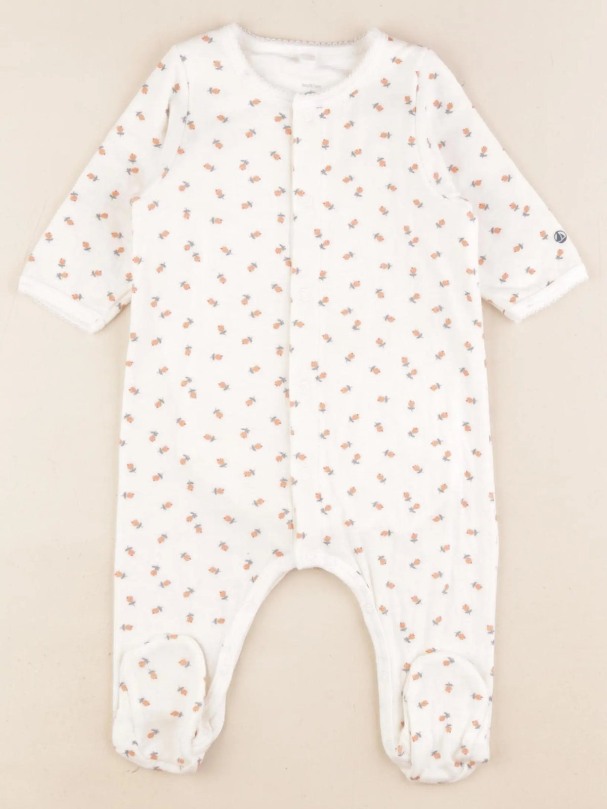 Petit Bateau - pyjama coton blanc - 6 mois