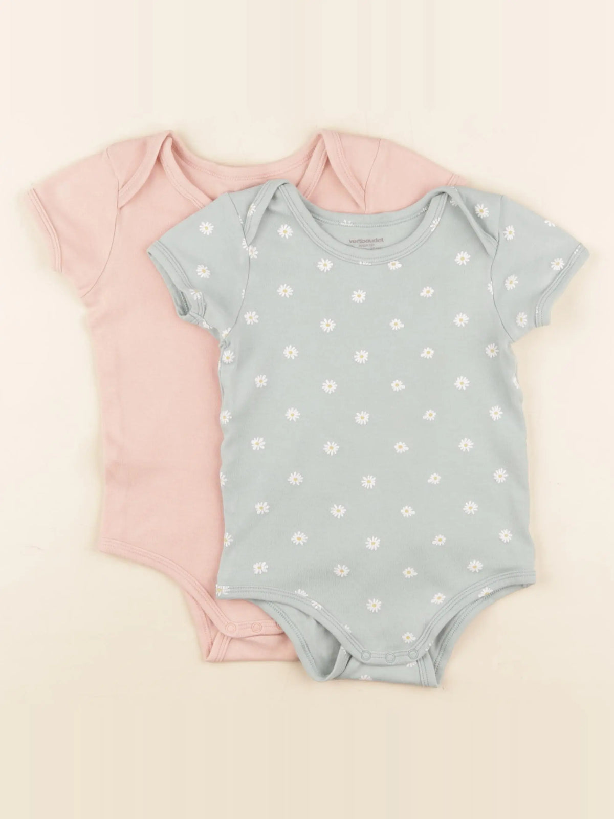 Vertbaudet - lot de 2 bodies en coton rose, bleu - 3 ans