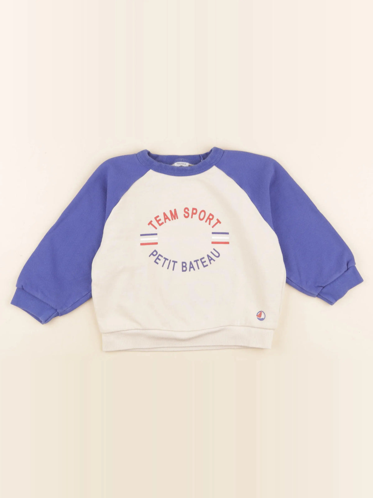 Petit Bateau - sweat beige, bleu - 4 ans