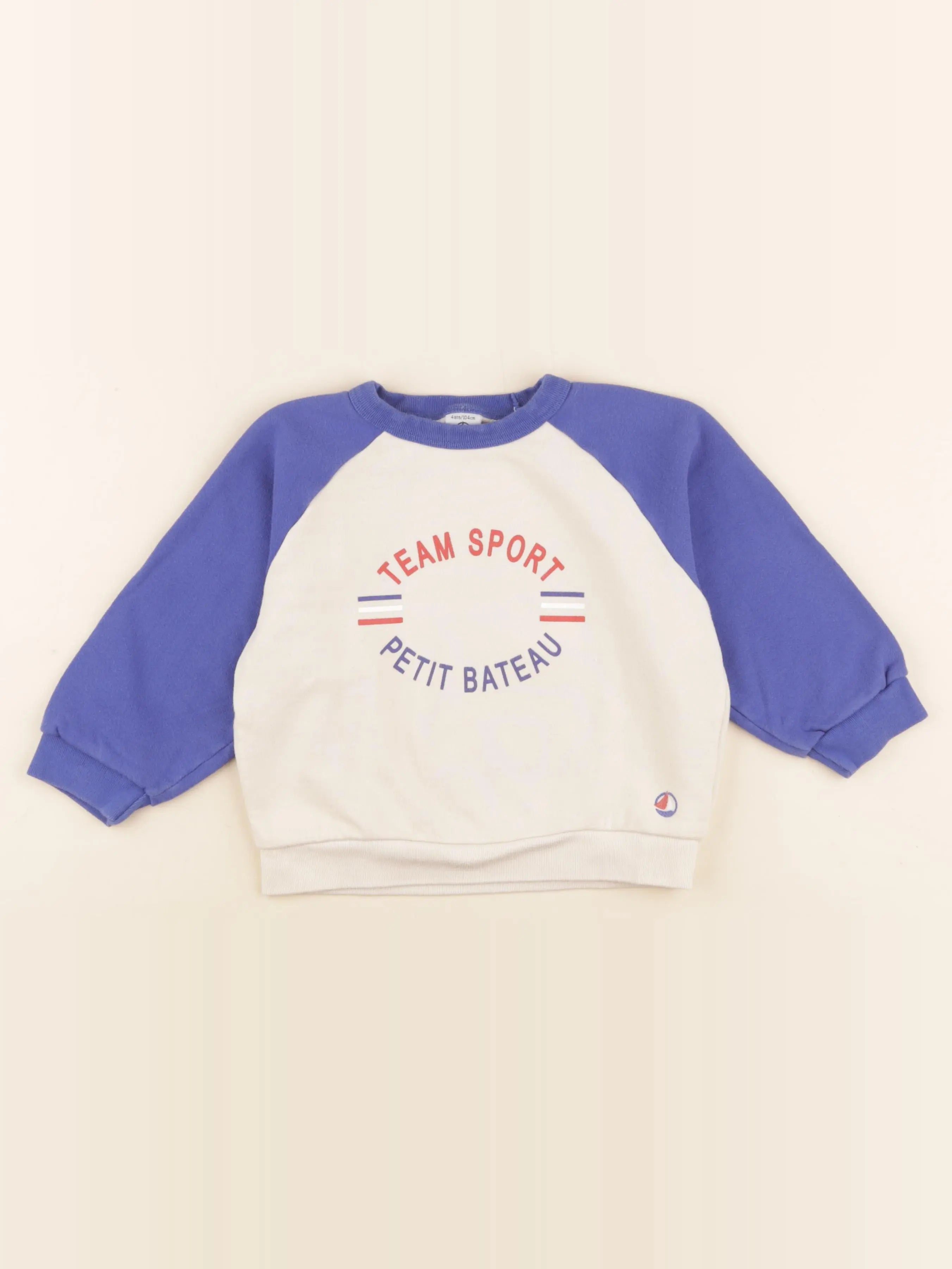 Petit Bateau - sweat beige, bleu - 4 ans