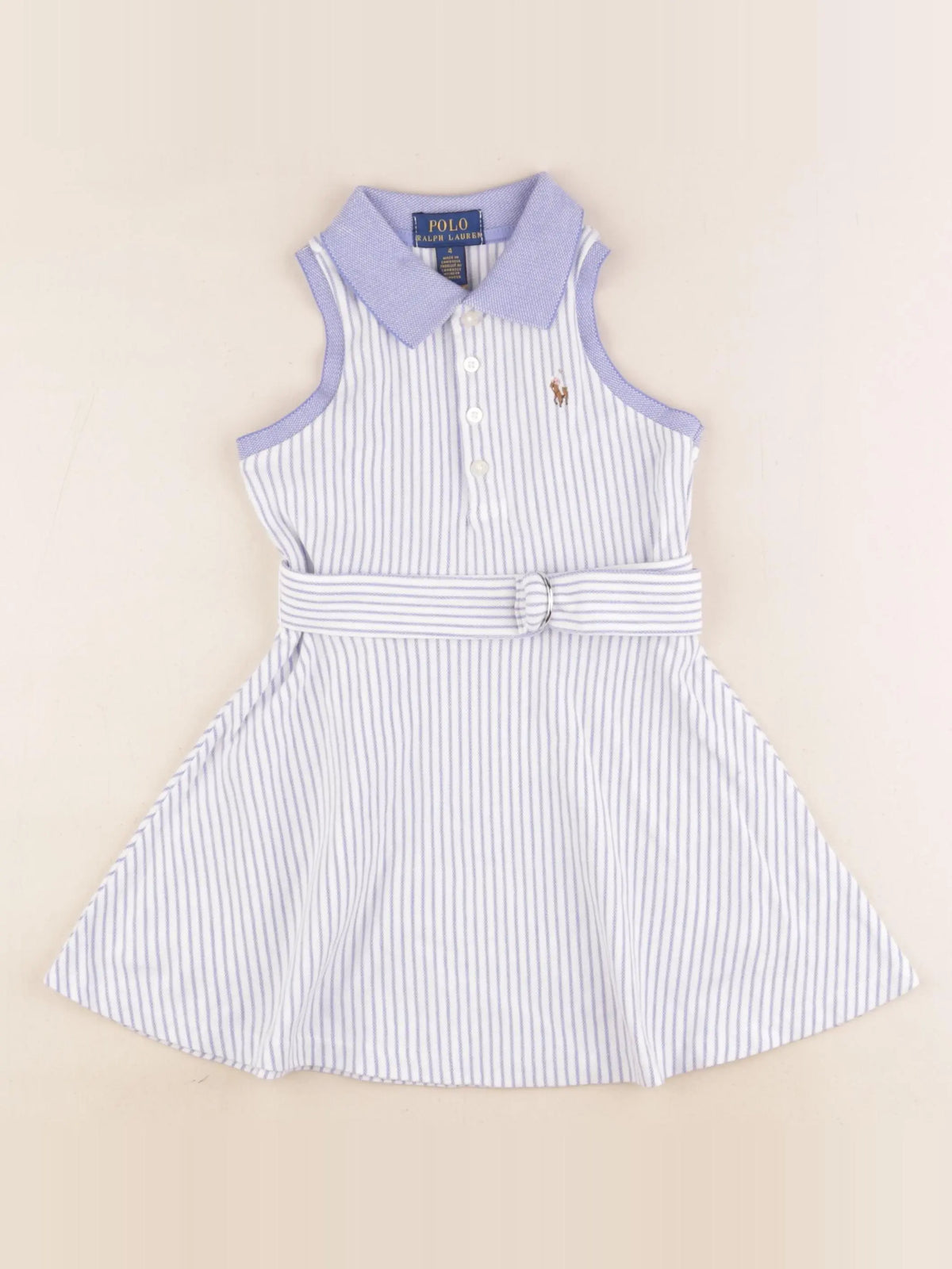 Ralph Lauren - robe blanc, bleu - 4 ans