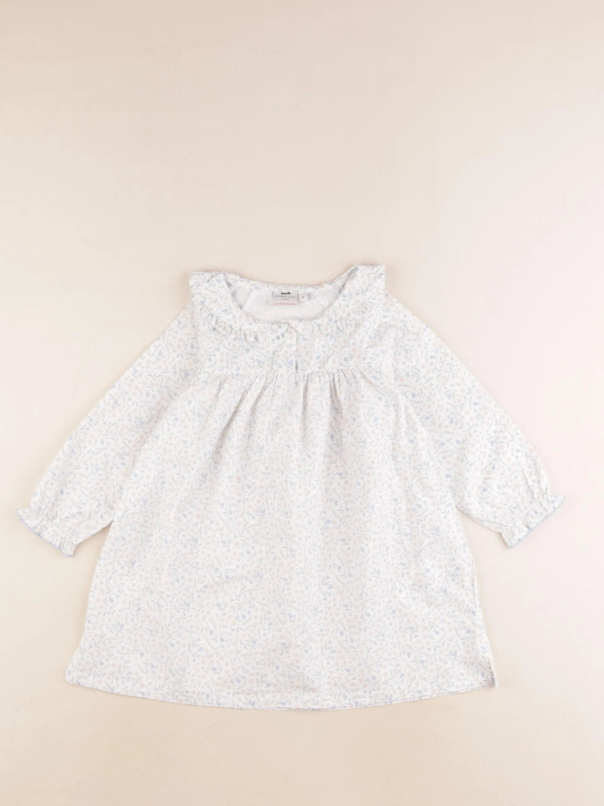 Cyrillus - chemise de nuit coton blanc, bleu - 3 ans