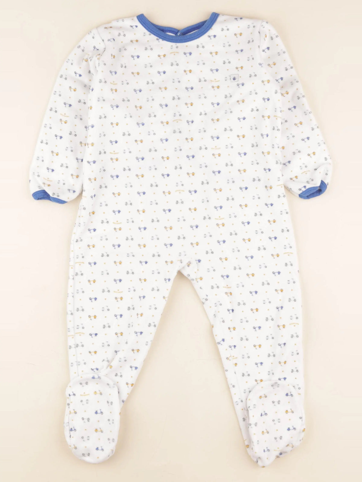Petit Bateau - pyjama velours bleu, blanc - 36 mois