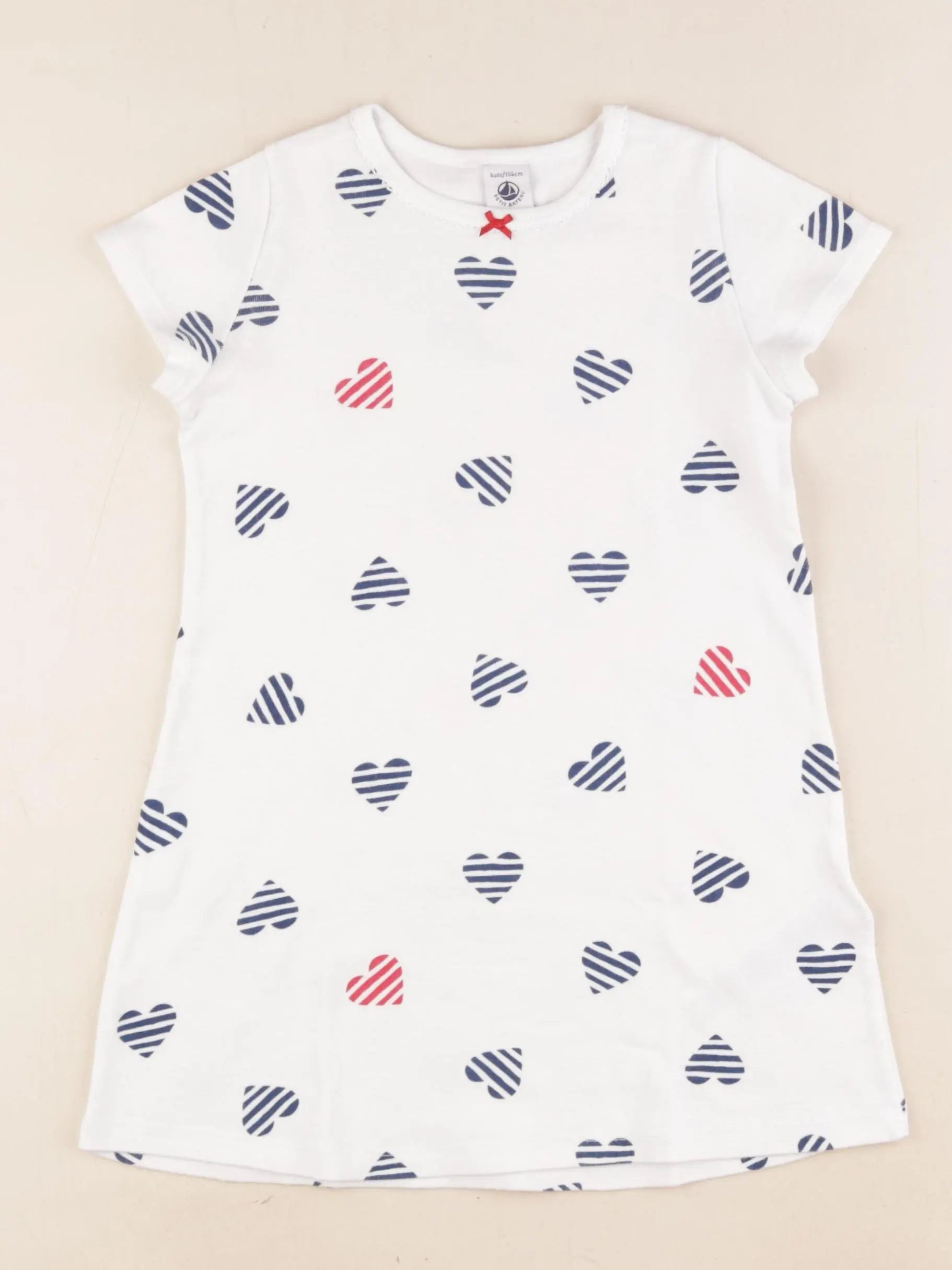 Petit Bateau - chemise de nuit coton blanc, bleu - 4 ans