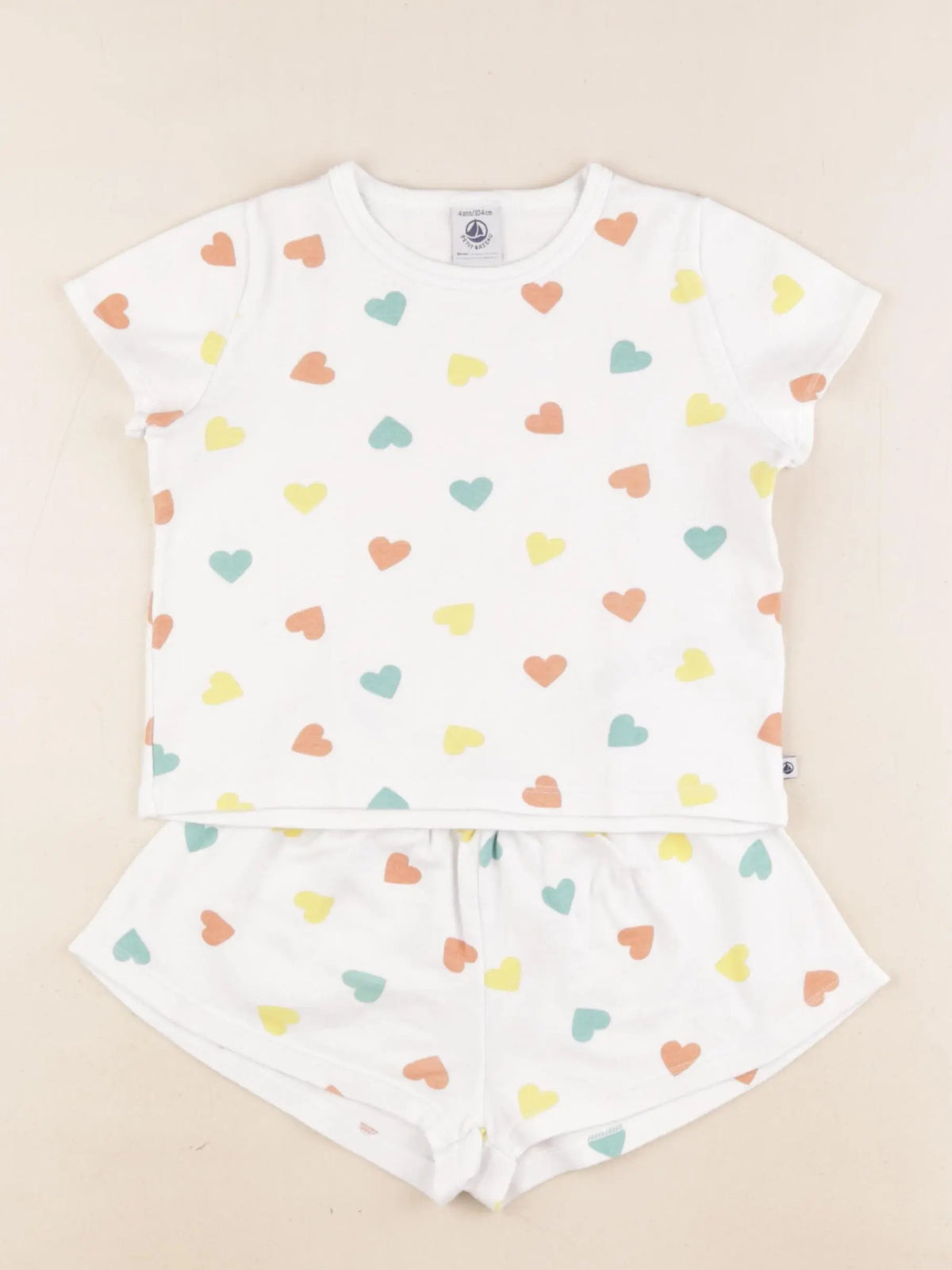 Petit Bateau - pyjama coton blanc, jaune - 4 ans