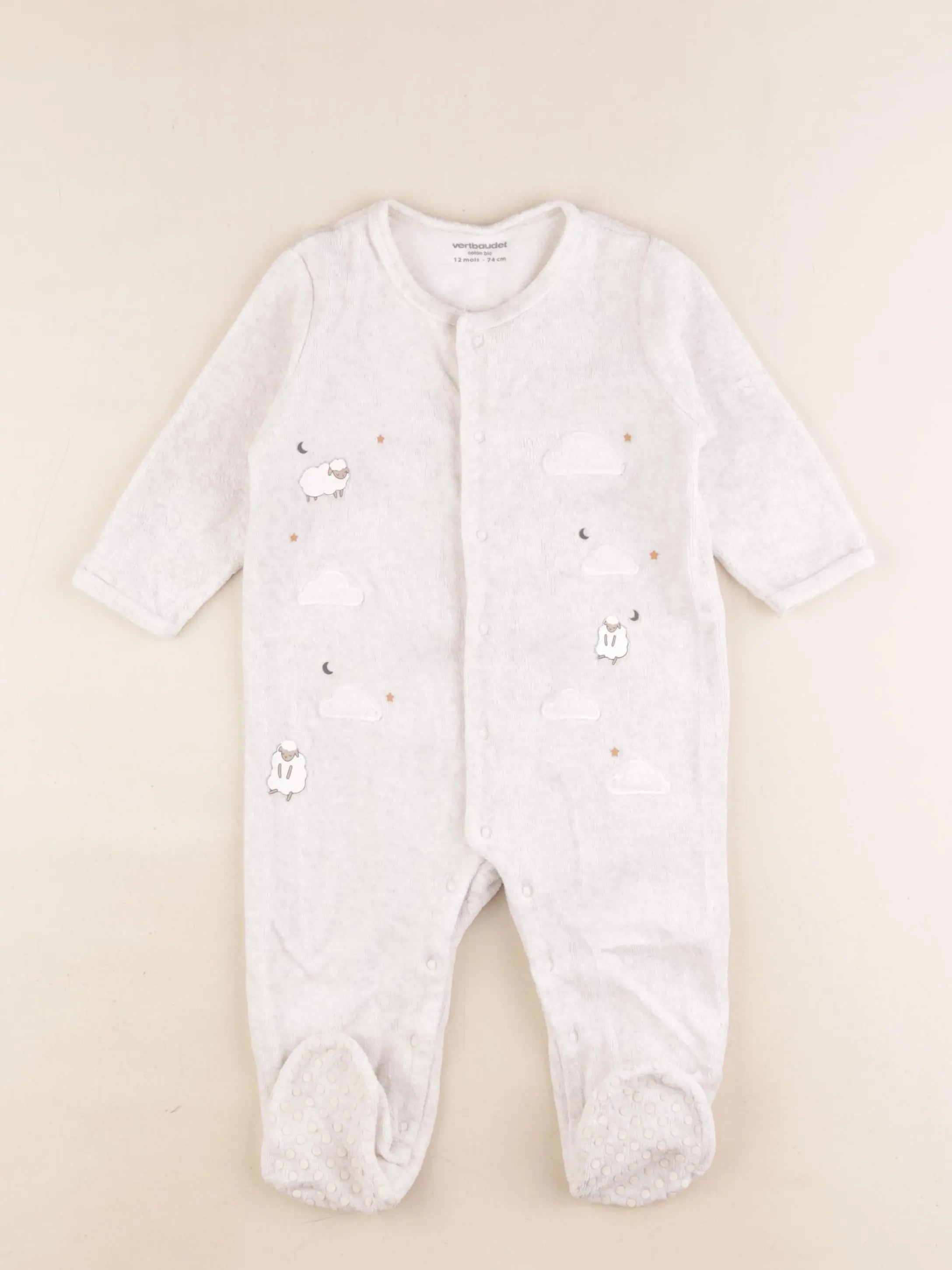 Vertbaudet - pyjama velours gris - 12 mois