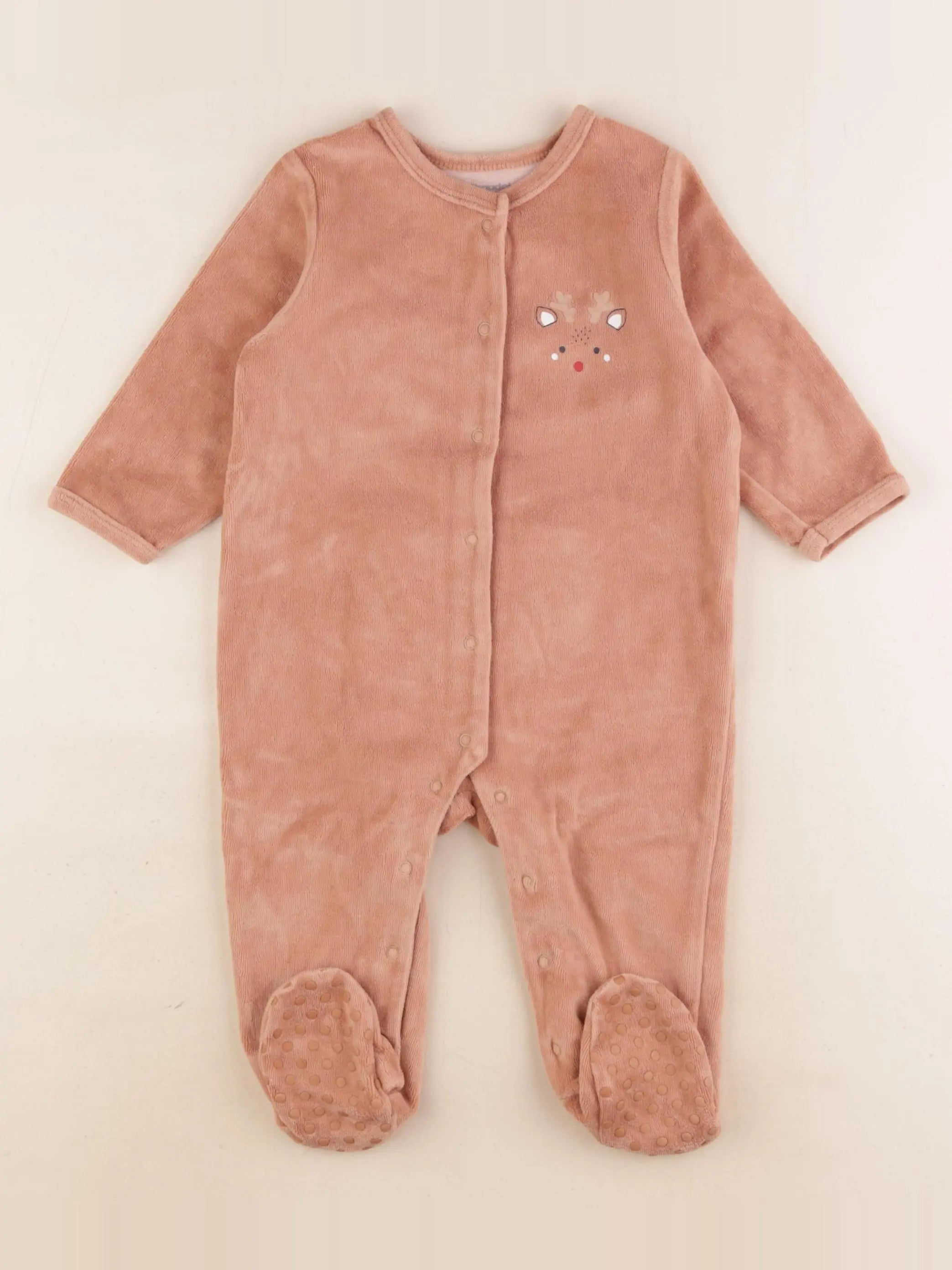 Vertbaudet - pyjama velours marron - 12 mois