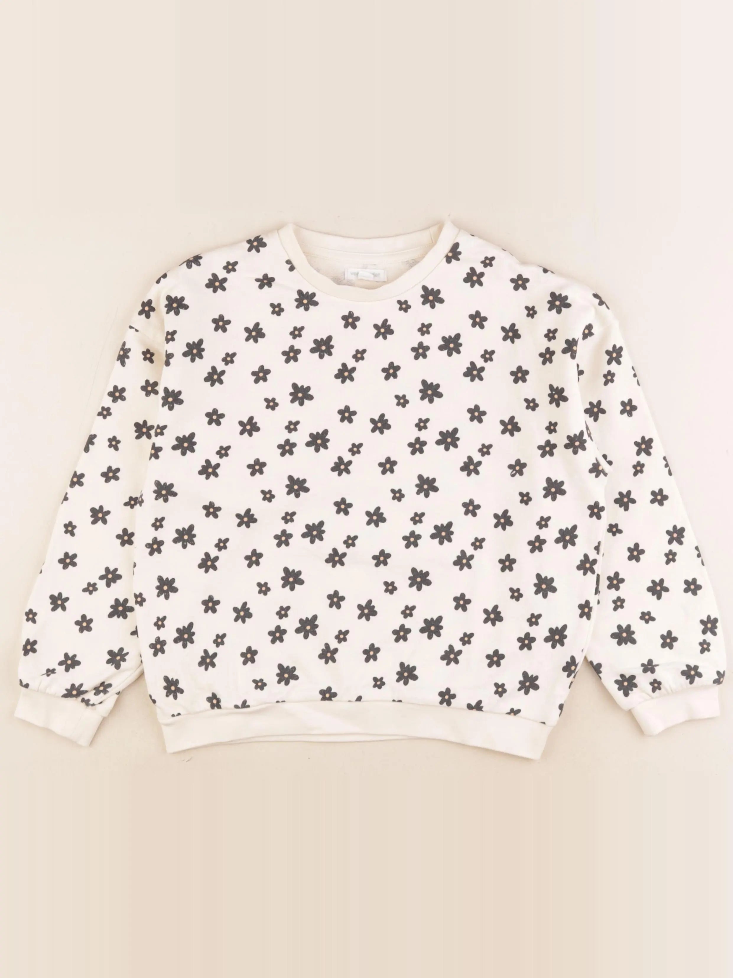 Vertbaudet - sweat beige, noir - 8 ans