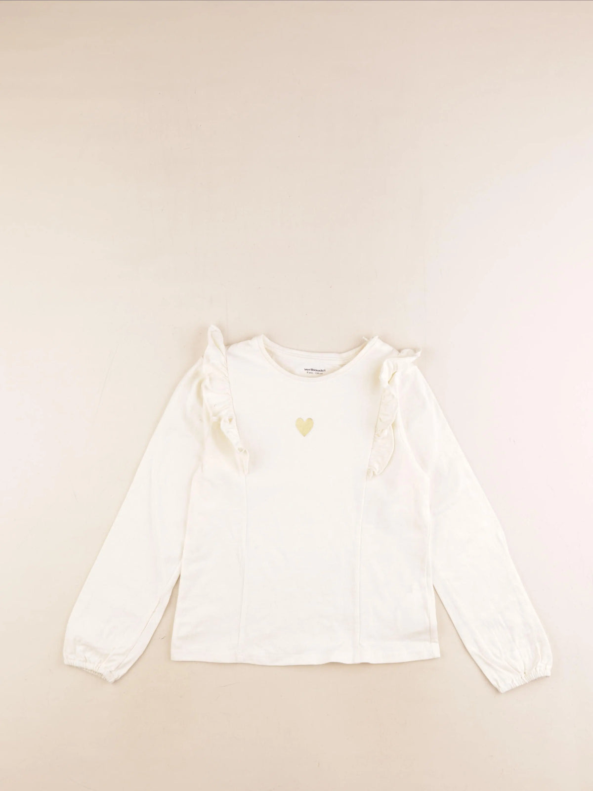 Vertbaudet - tee-shirt beige - 8 ans
