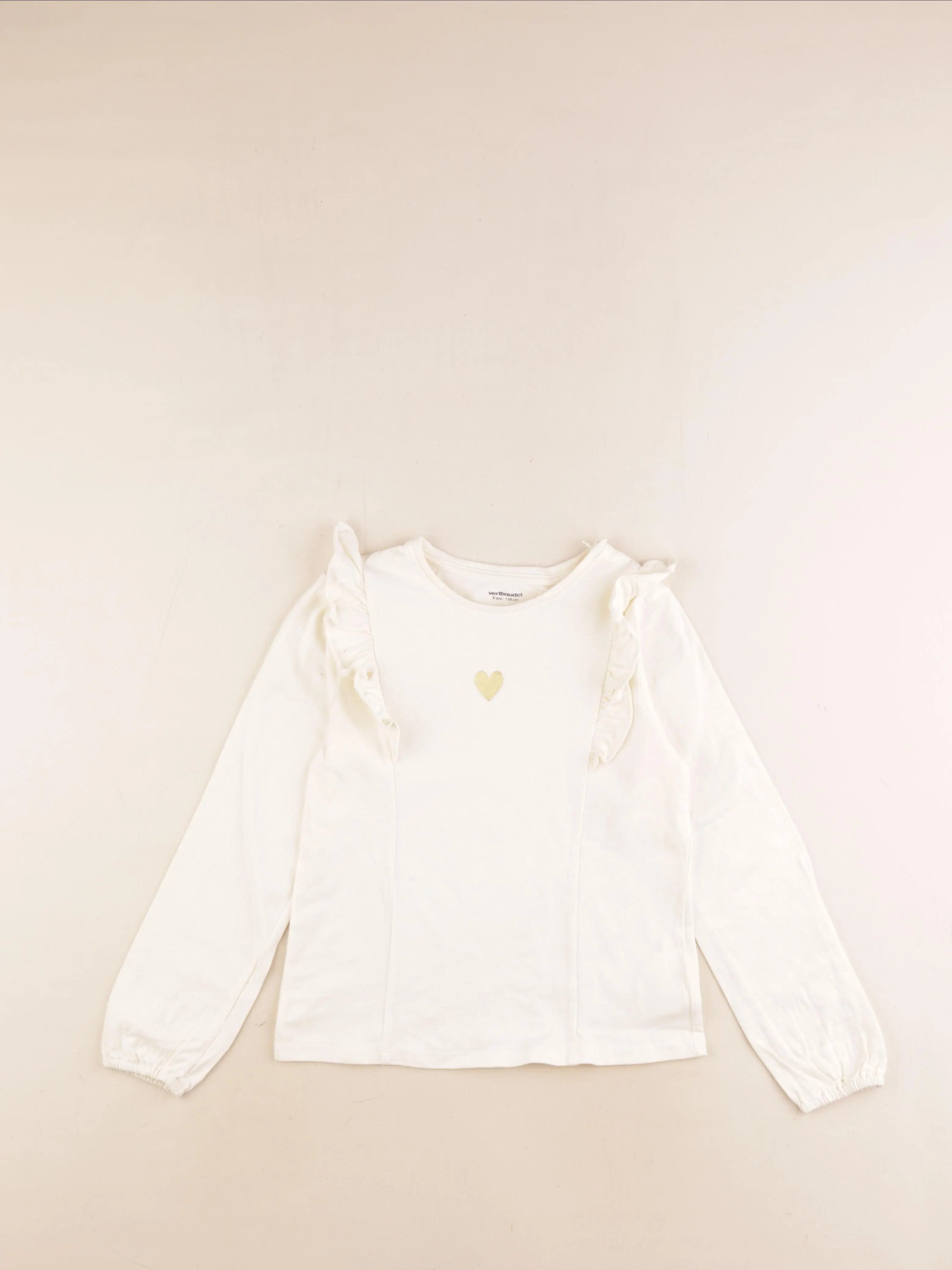 Vertbaudet - tee-shirt beige - 8 ans