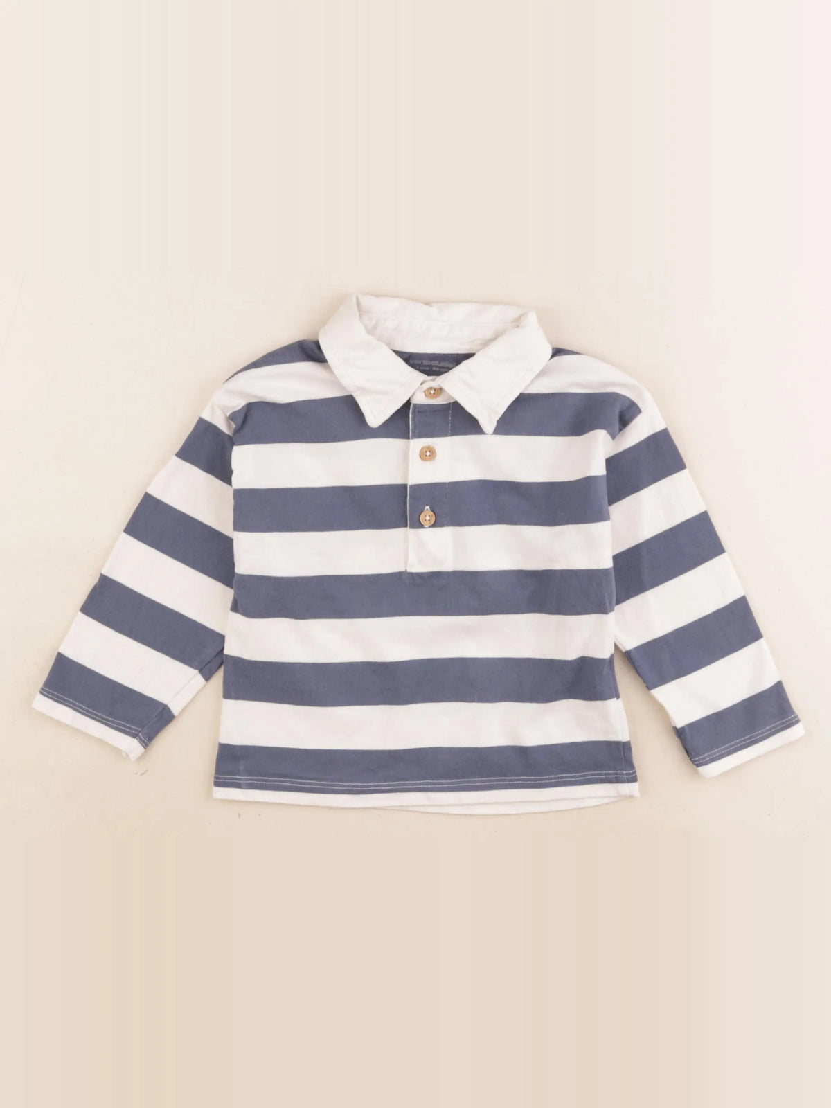 Vertbaudet - polo blanc, bleu - 2 ans