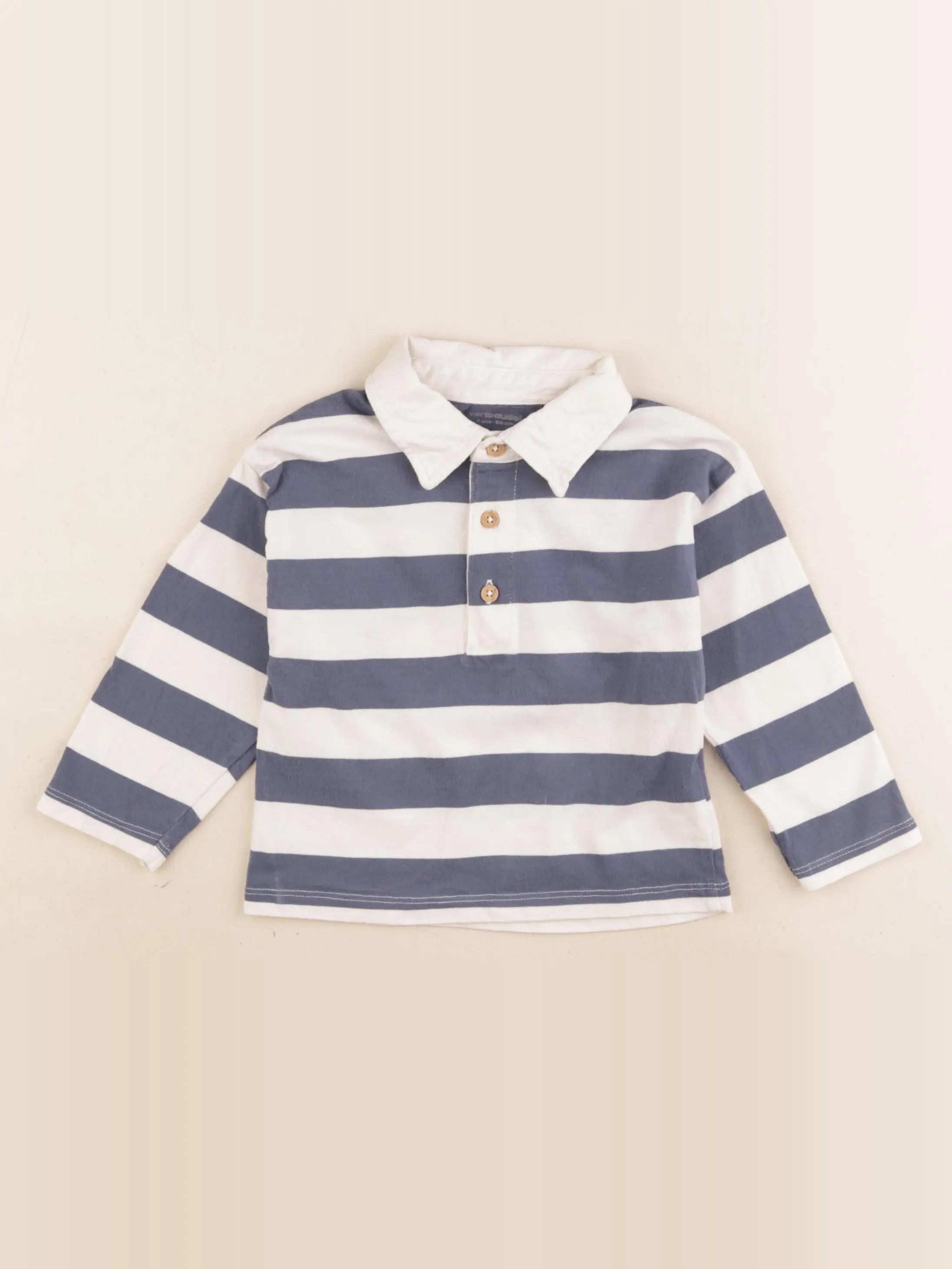 Vertbaudet - polo blanc, bleu - 2 ans