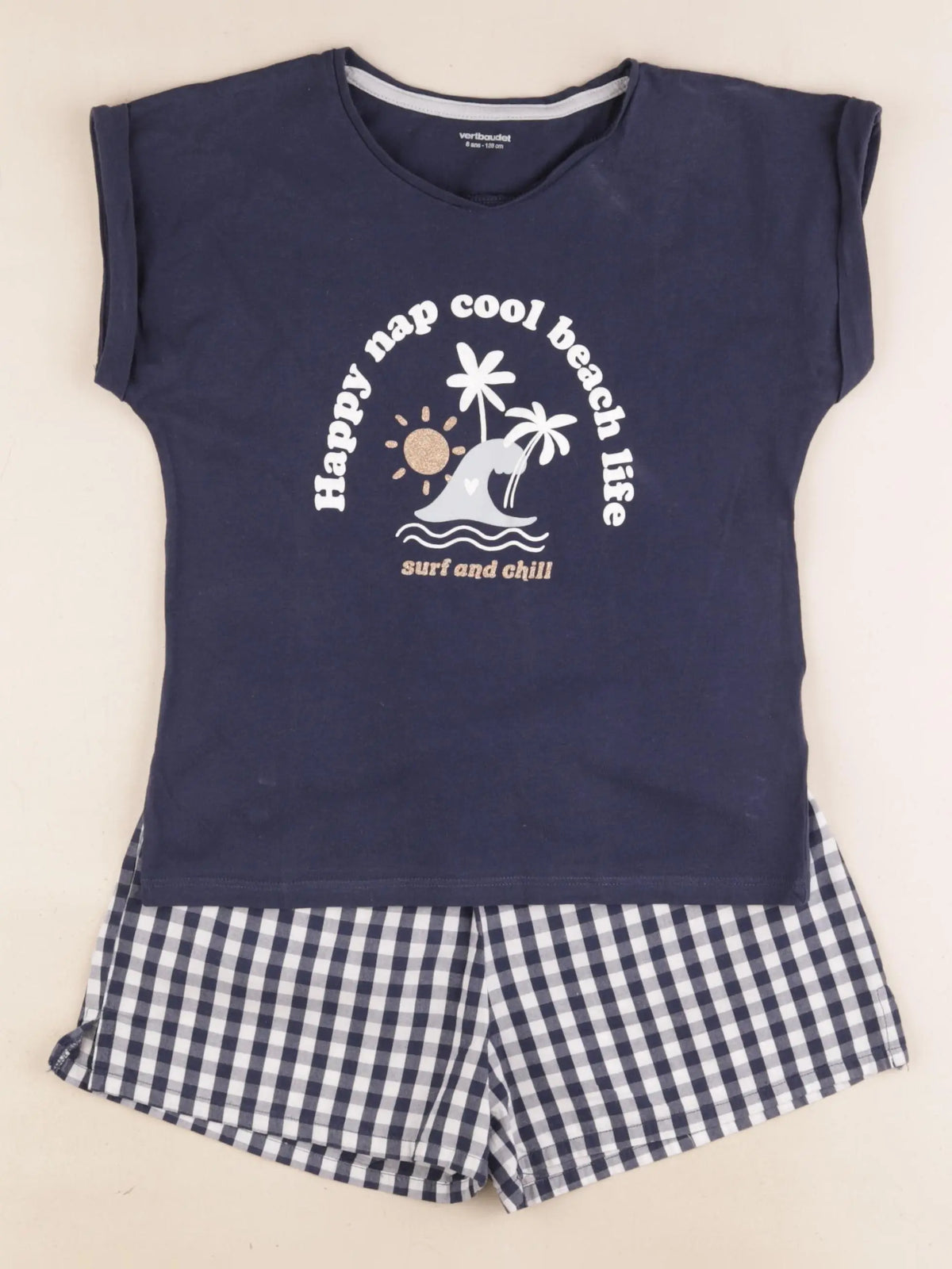 Vertbaudet - pyjama coton bleu, blanc - 8 ans