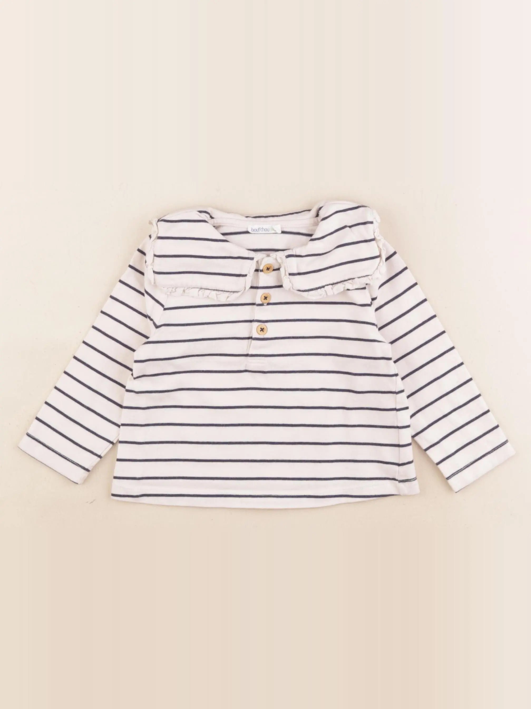 Boutchou - tee-shirt bleu, blanc - 12 mois