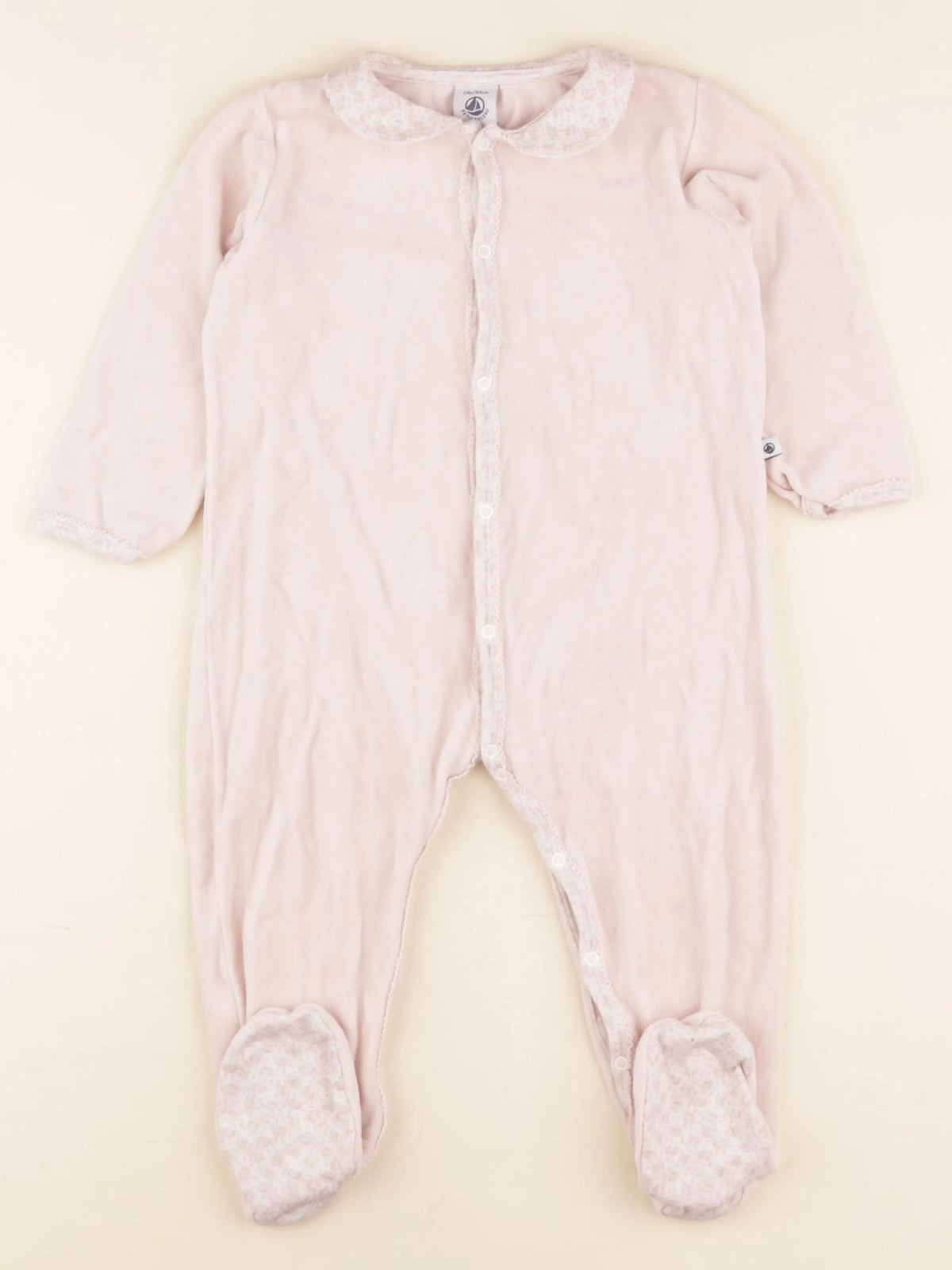 Petit Bateau - pyjama velours rose - 24 mois