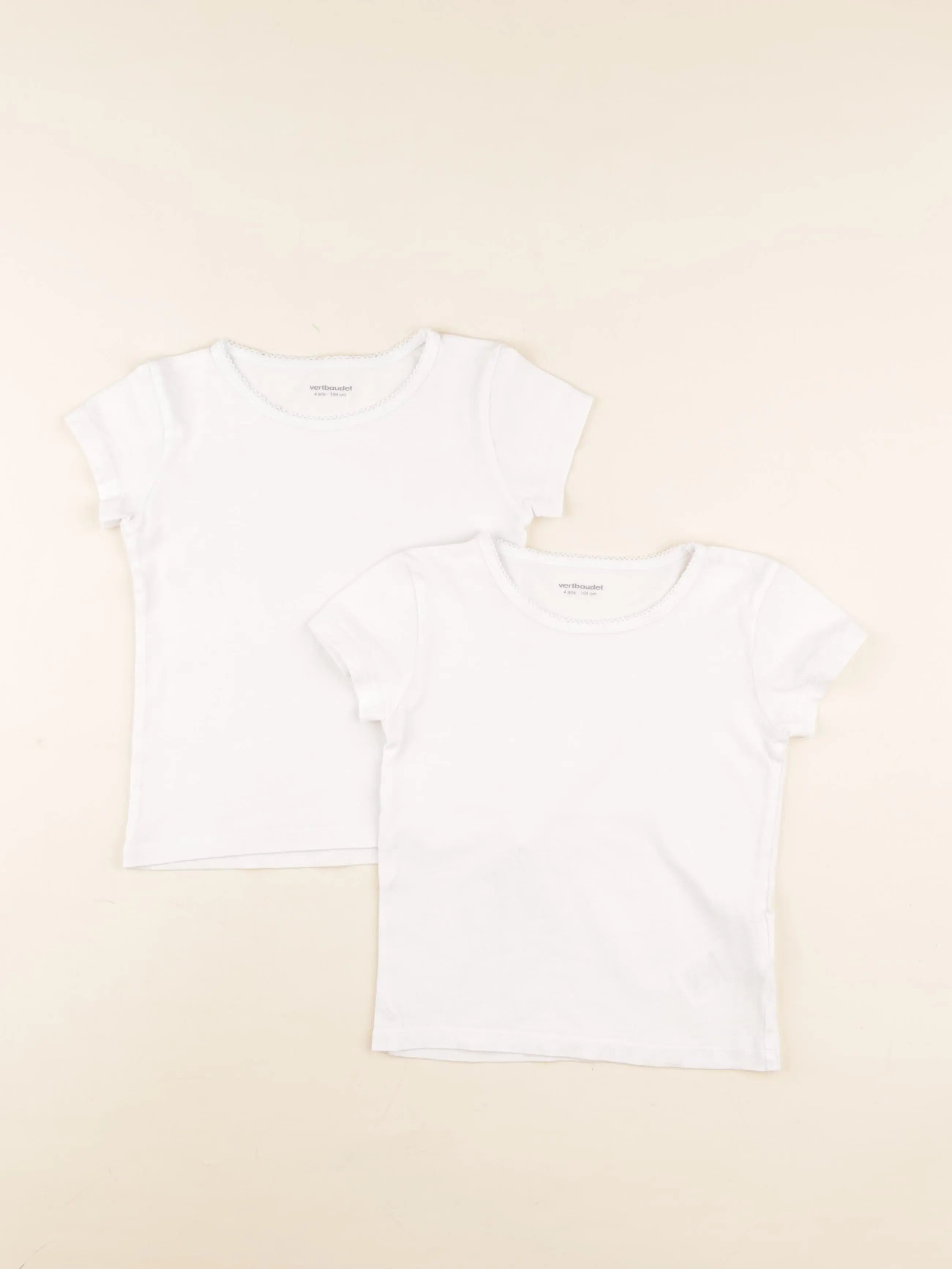 Vertbaudet - lot de 2 maillots de corps blanc - 4 ans