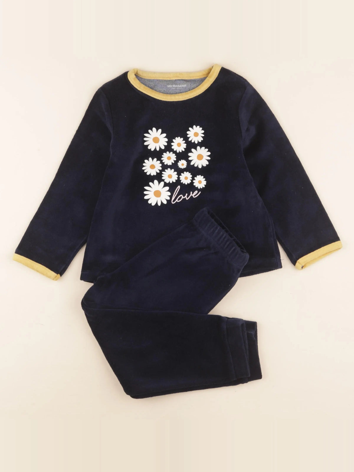 Vertbaudet - pyjama velours bleu - 4 ans