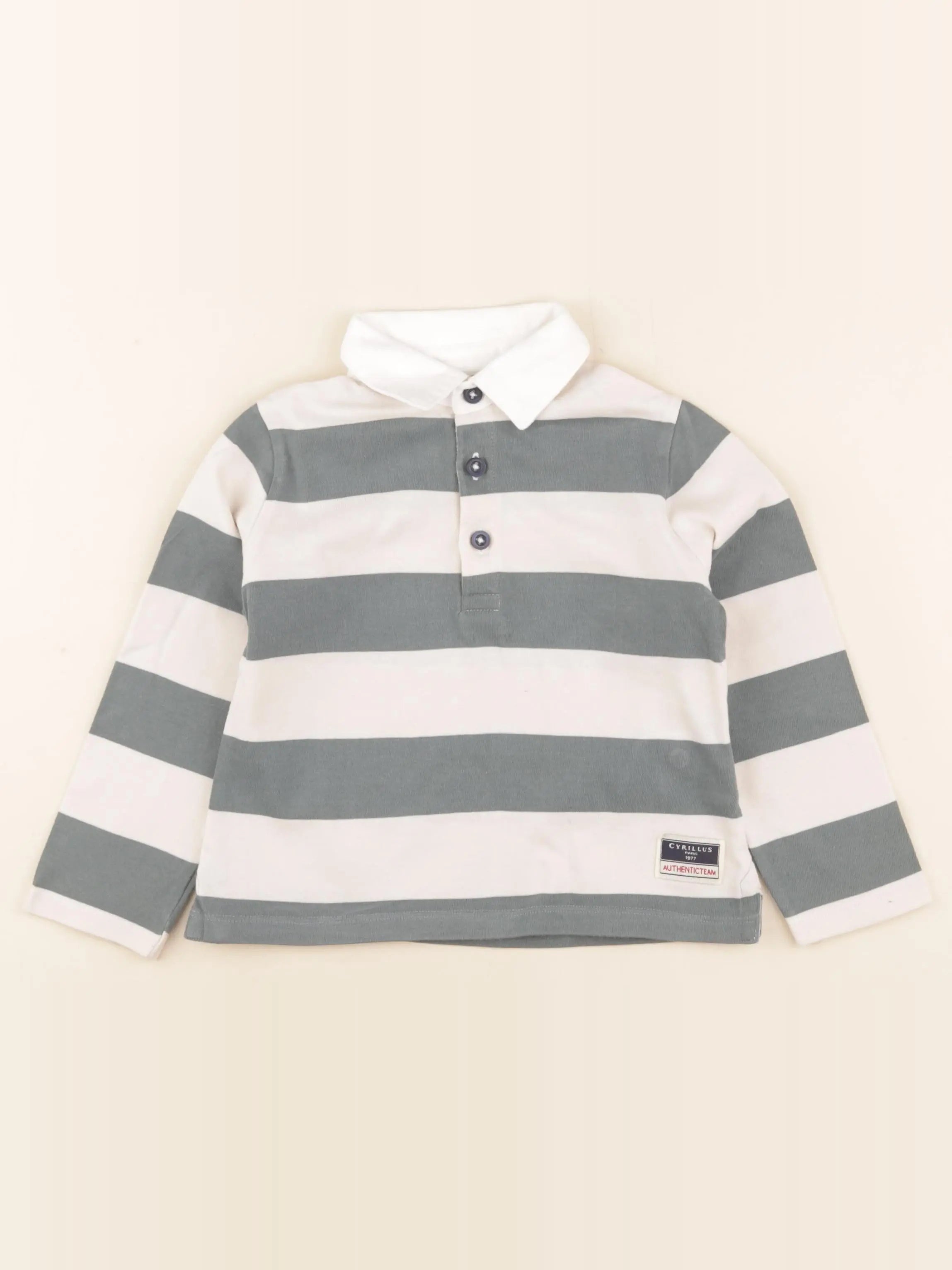 Cyrillus - polo blanc, vert - 36 mois