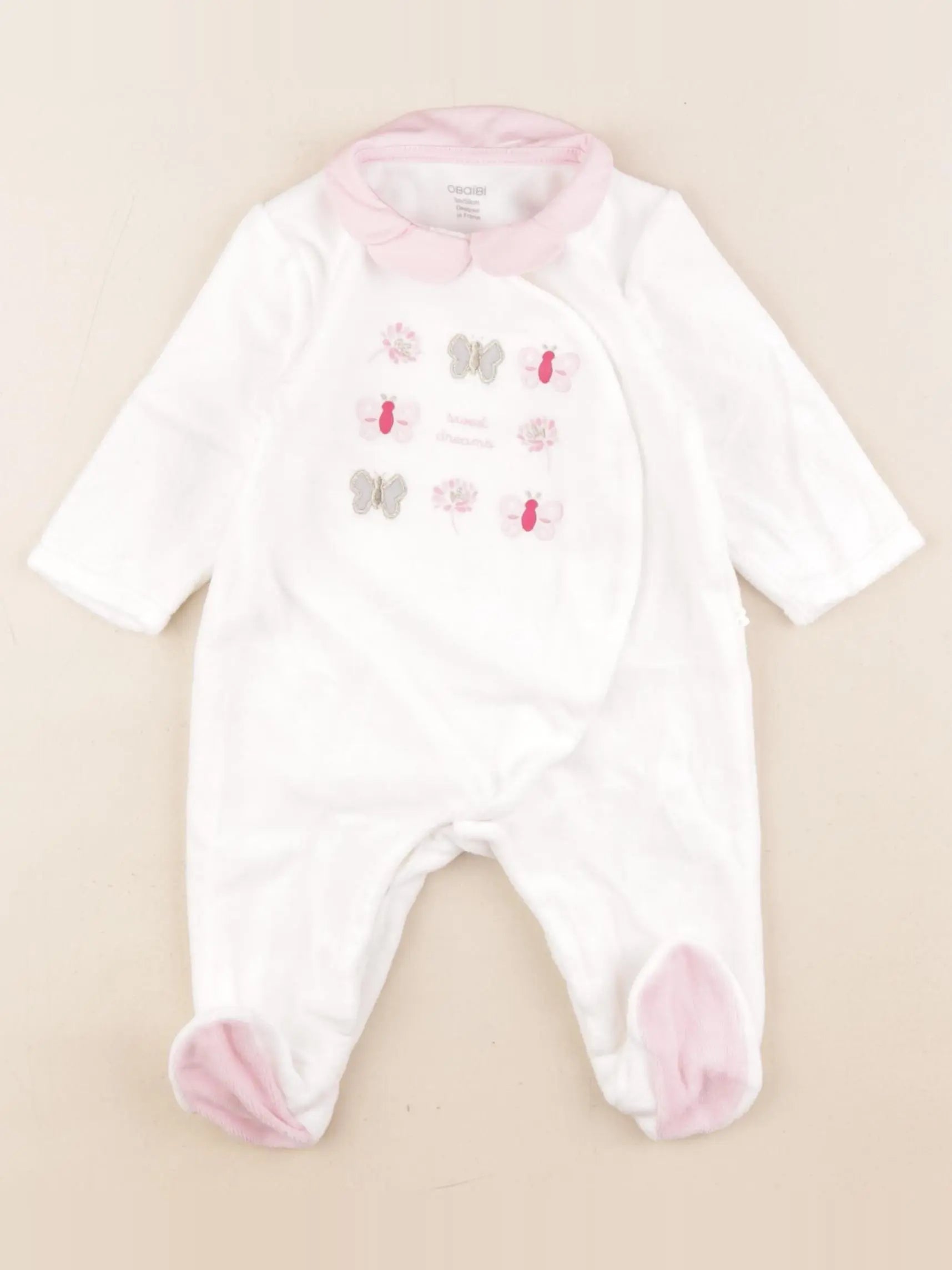Obaïbi - pyjama velours blanc - 3 mois