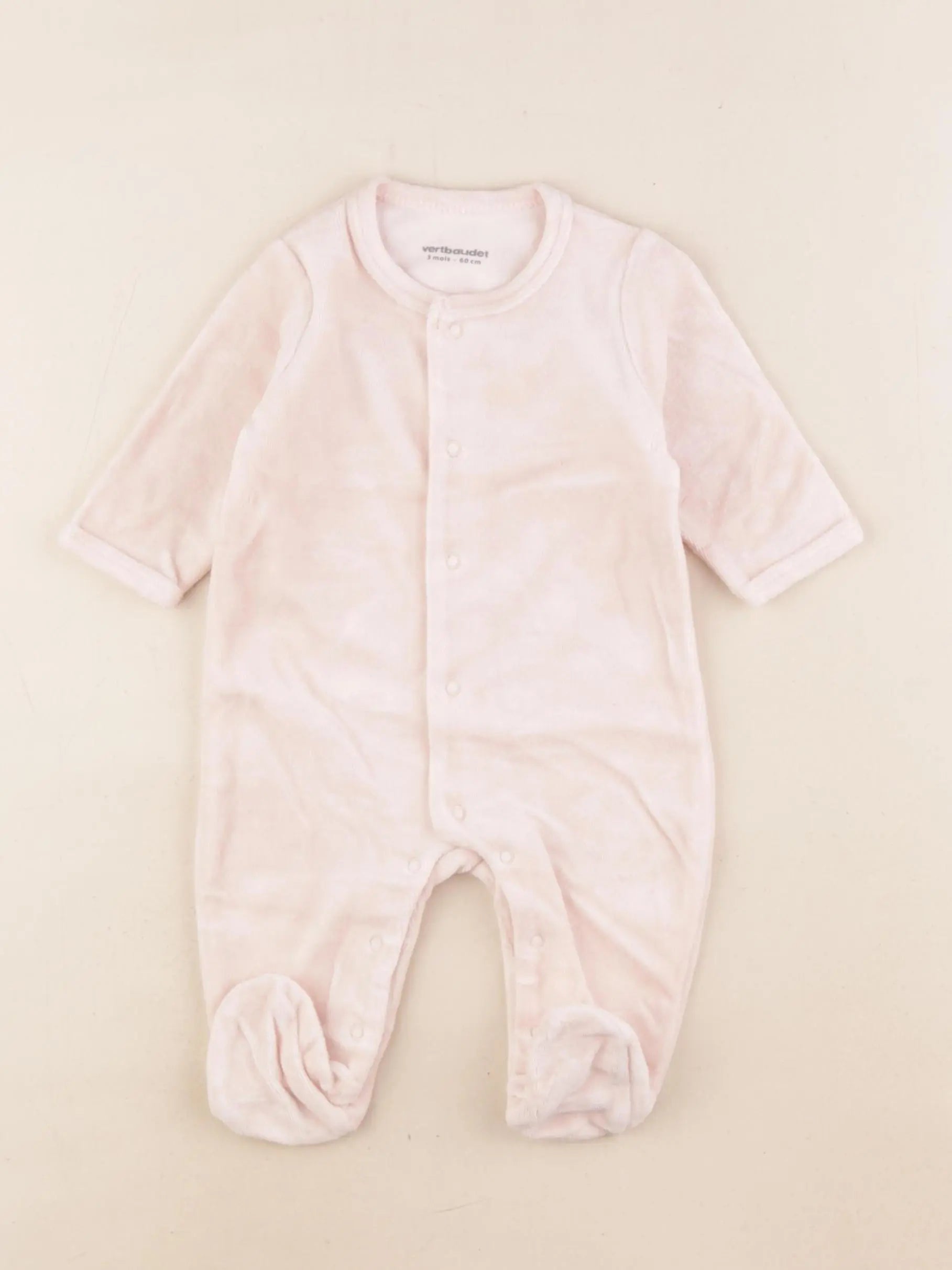 Vertbaudet - pyjama velours rose - 3 mois