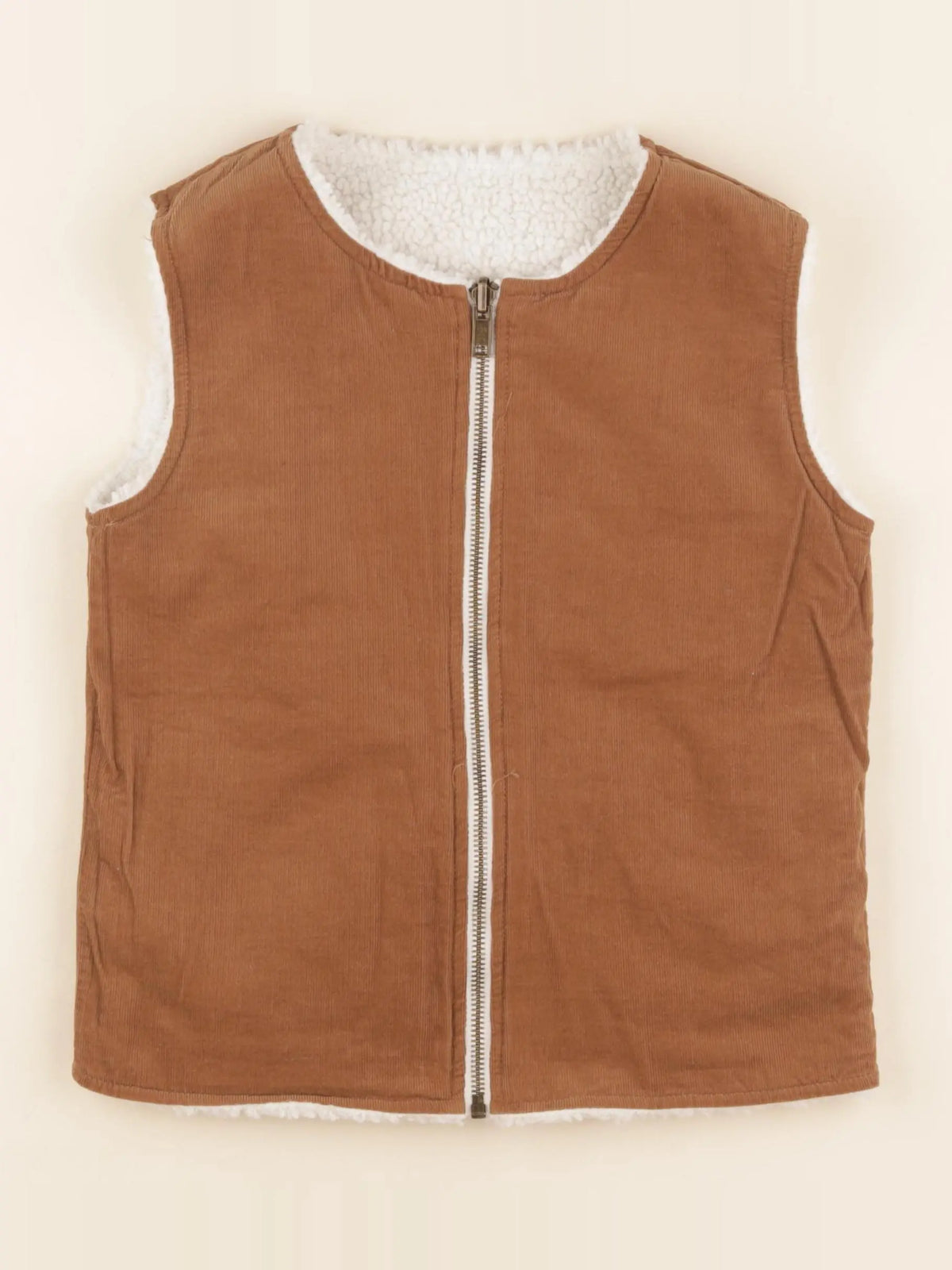 Vertbaudet - gilet réversible blanc, marron - 8 ans