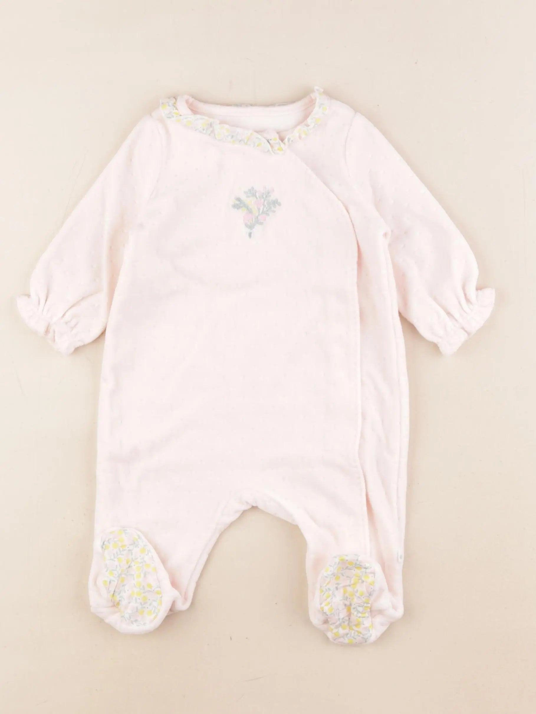 Sergent Major - pyjama velours rose - 3 mois
