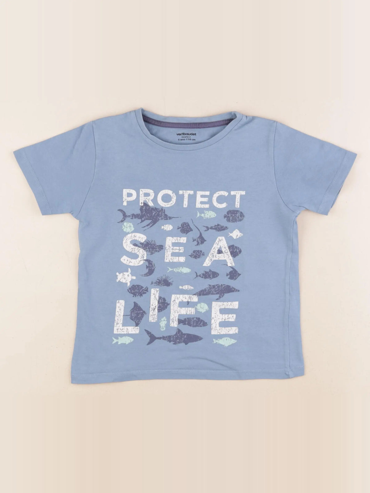 Vertbaudet - tee-shirt bleu - 5 ans