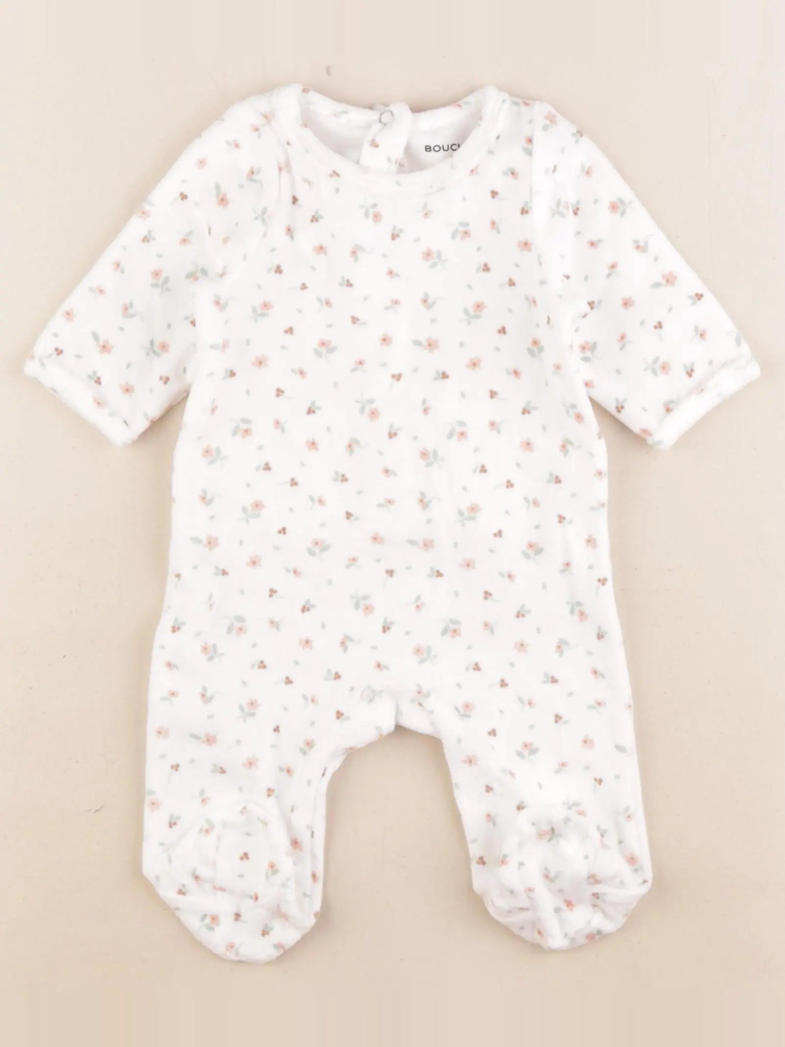 Bouchara - pyjama velours blanc - 1 mois