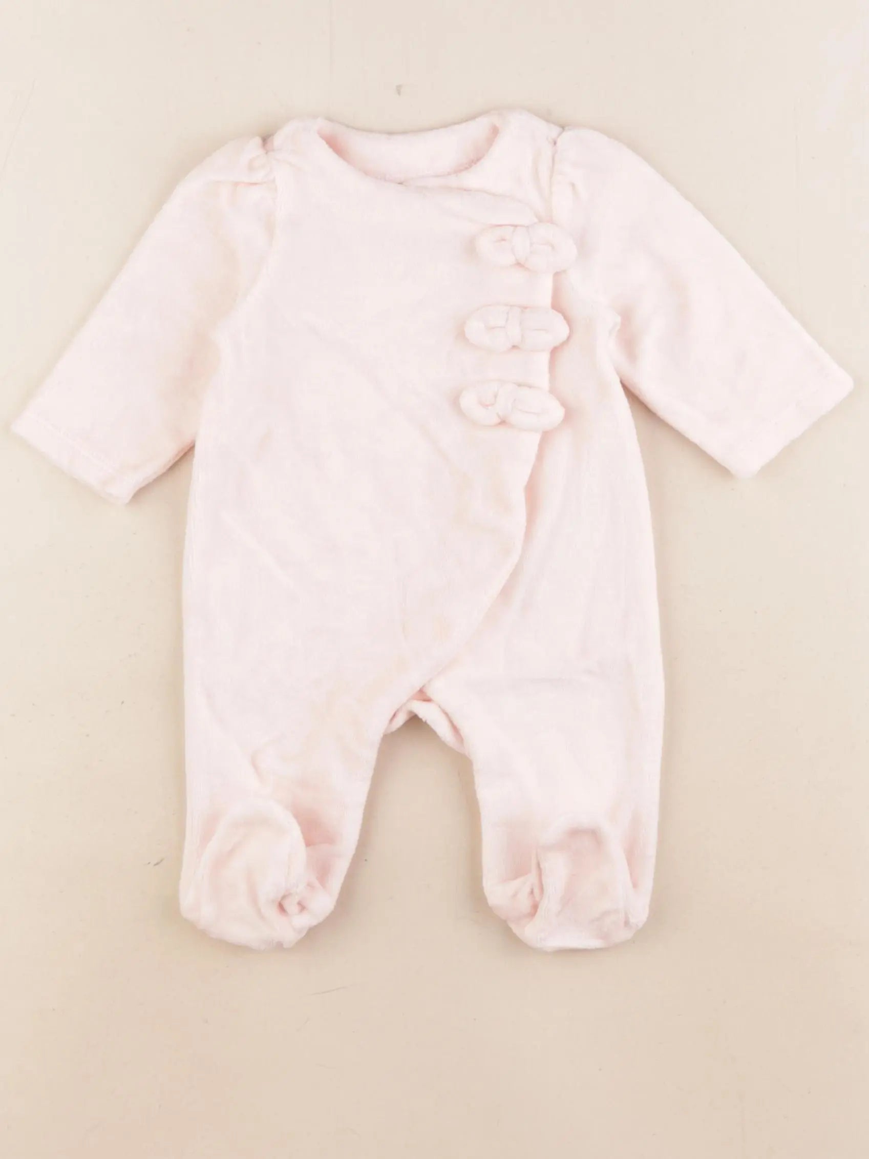 Tape à l'oeil - pyjama velours rose - 1 mois