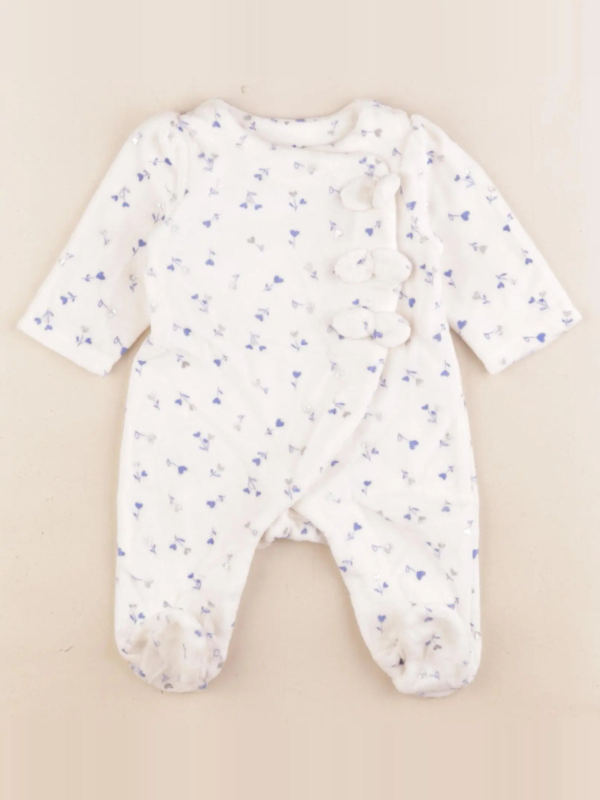 Tape à l'oeil - pyjama velours blanc - 1 mois