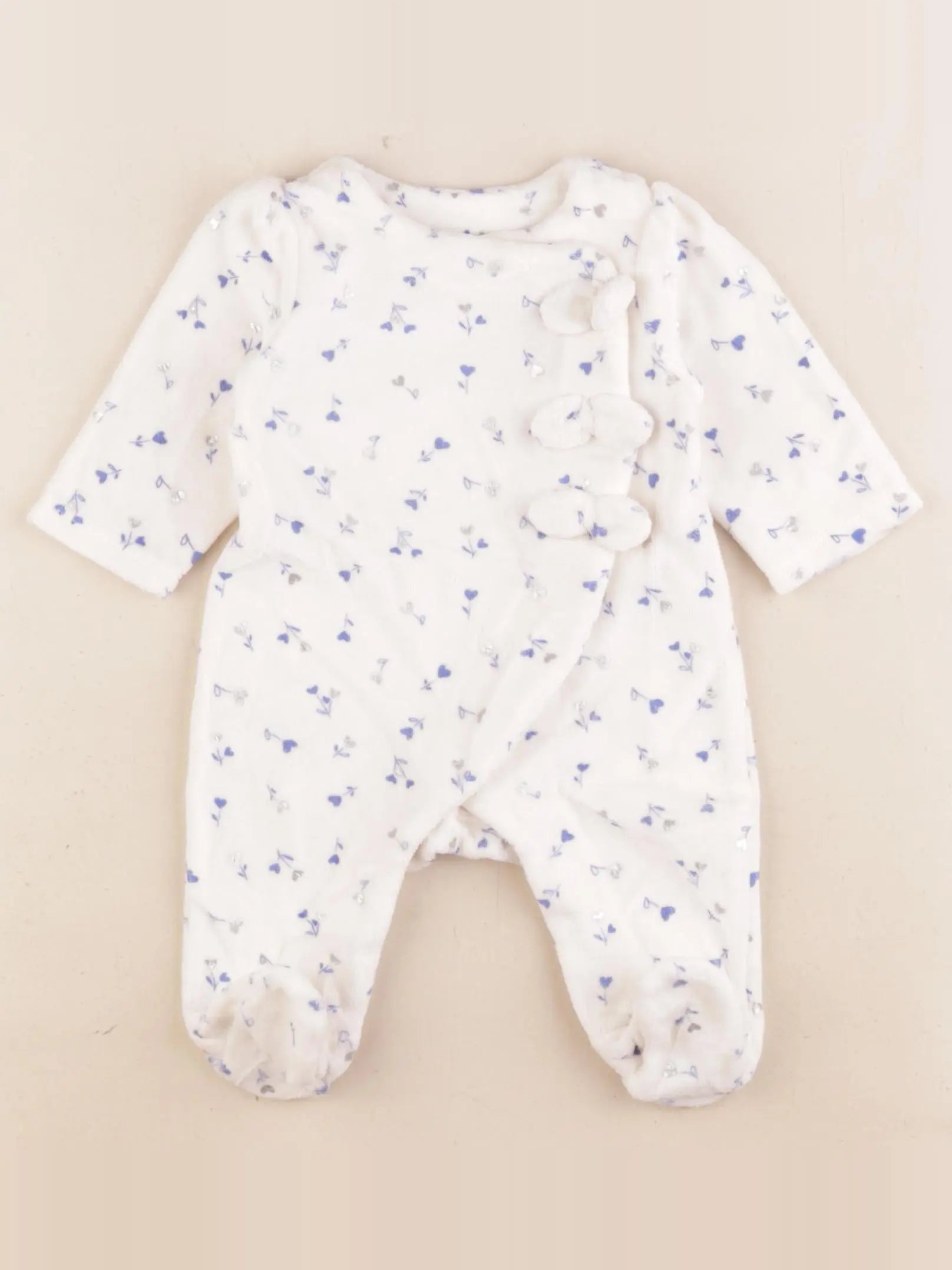 Tape à l'oeil - pyjama velours blanc - 1 mois