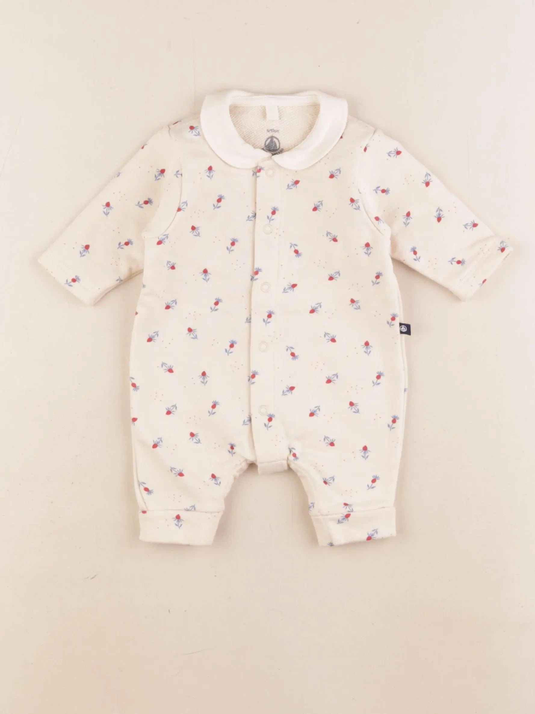 Petit Bateau - combinaison coton beige - 1 mois