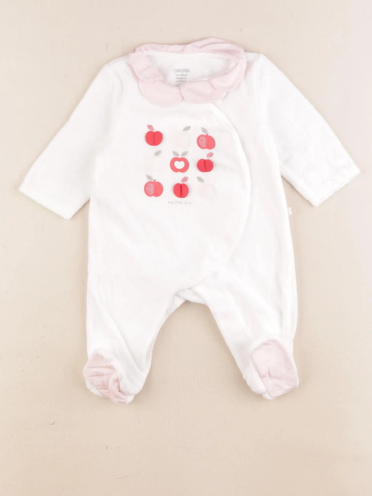Obaïbi - pyjama velours blanc - 1 mois