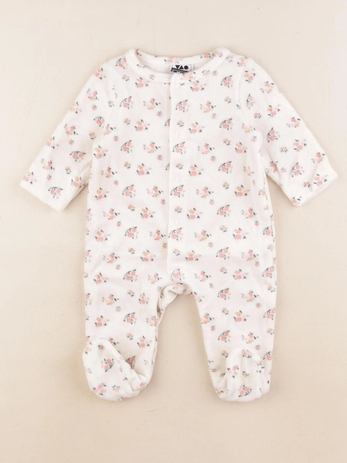 Tape à l'oeil - pyjama velours beige, rose - 3 mois