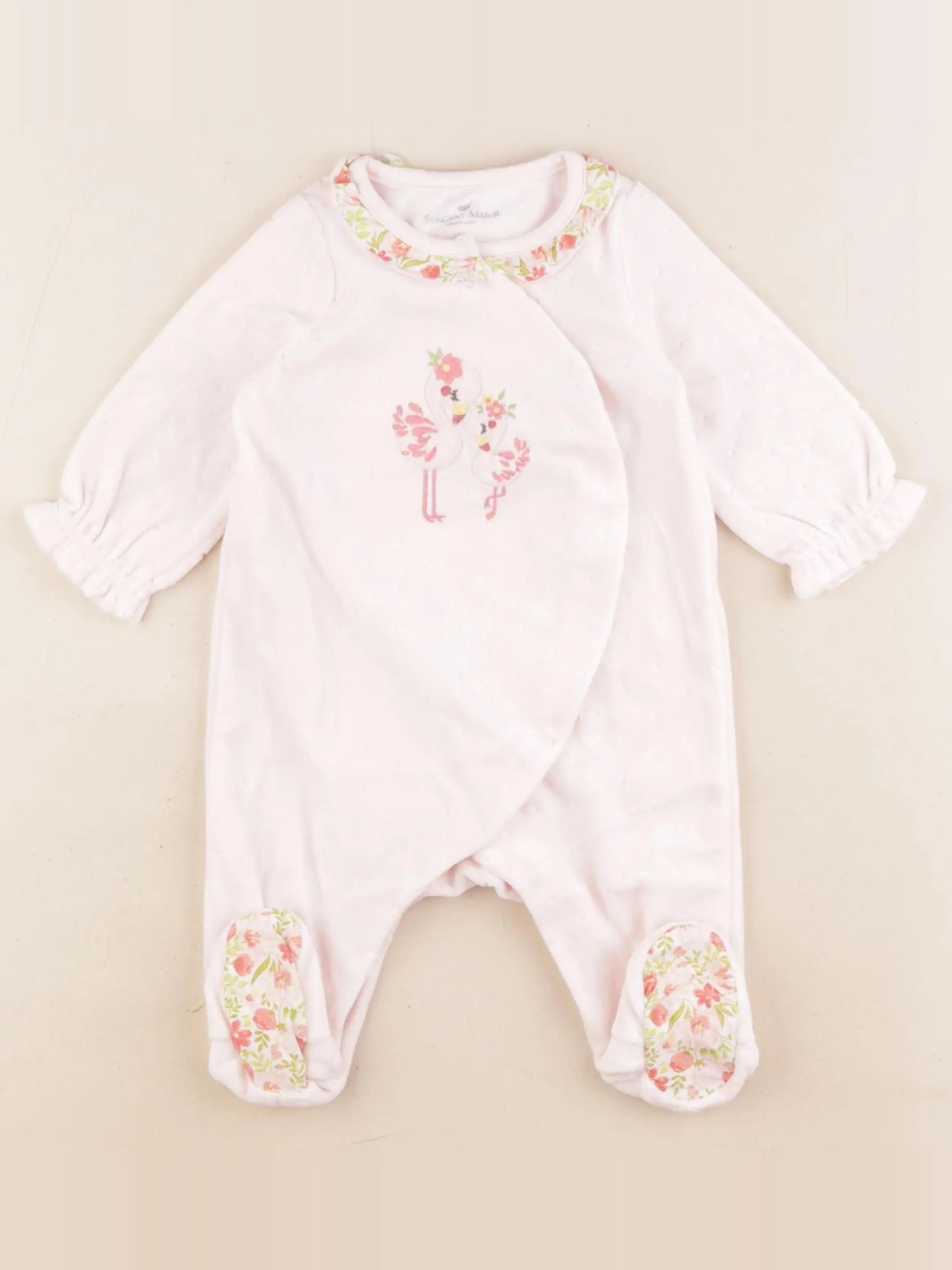 Sergent Major - pyjama velours rose - 3 mois