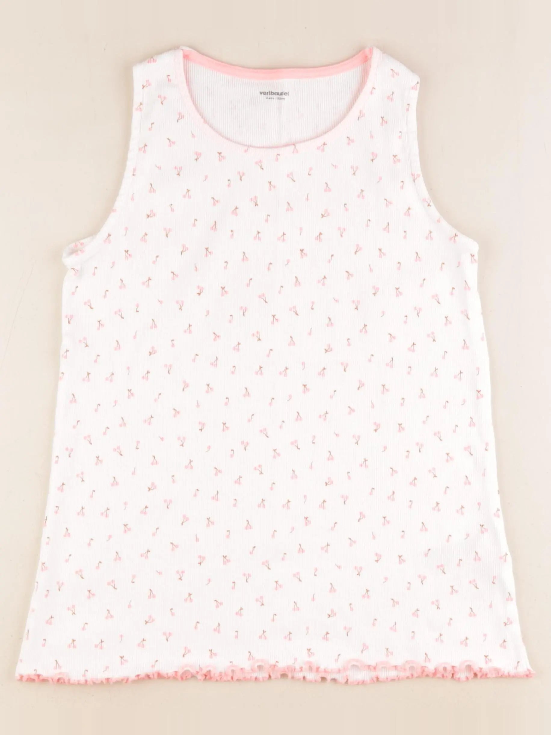 Vertbaudet - débardeur blanc, rose - 12 ans
