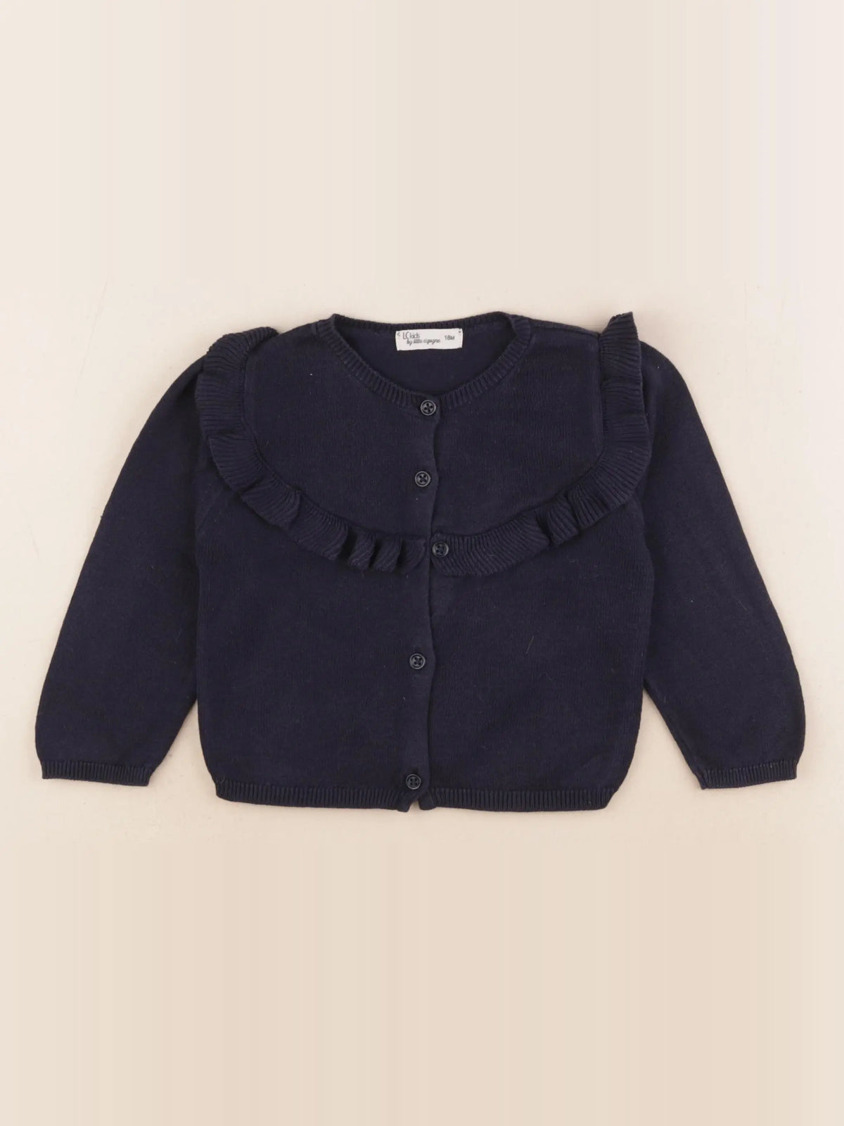 Little Cigogne - gilet bleu - 18 mois